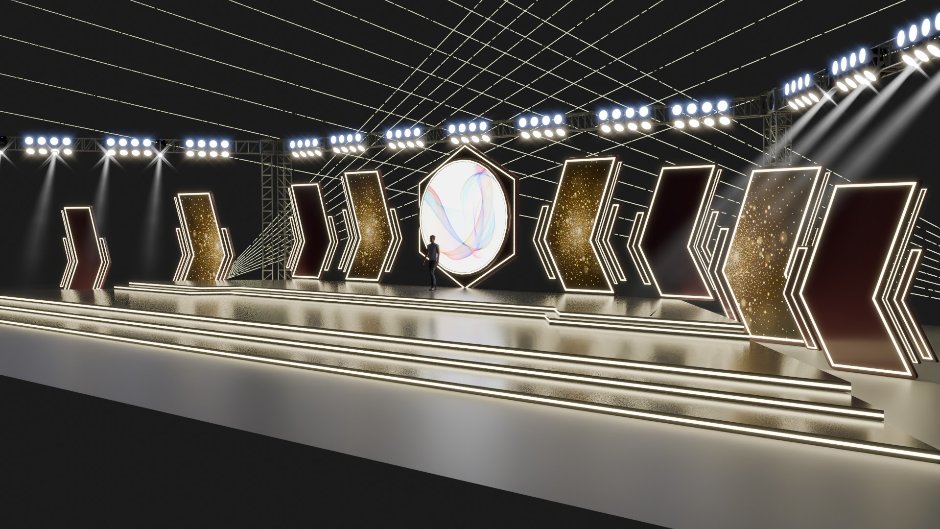 Entertainment Concert Event Stage 3D Model with Lights 3D model_10