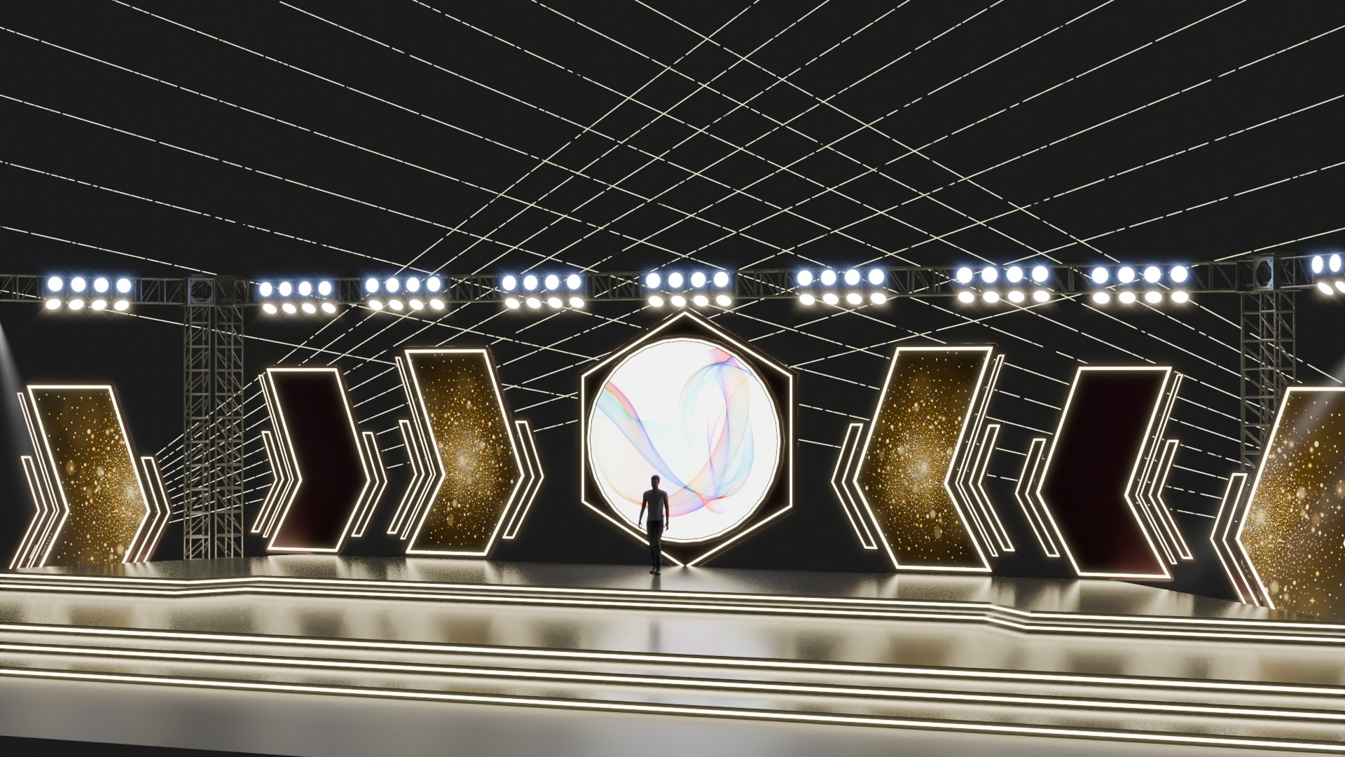 Entertainment Concert Event Stage 3D Model with Lights 3D model_13
