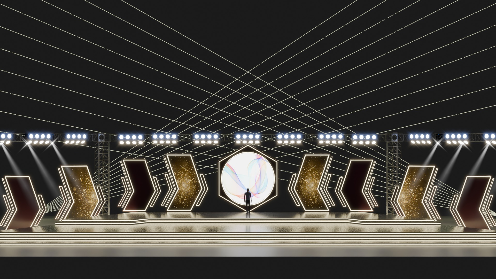 Entertainment Concert Event Stage 3D Model with Lights 3D model_3