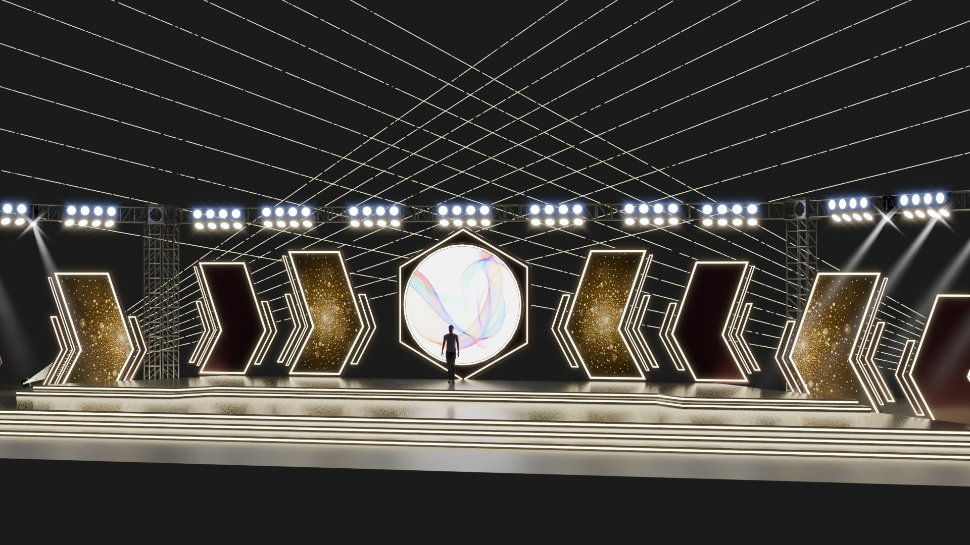 Entertainment Concert Event Stage 3D Model with Lights 3D model_2