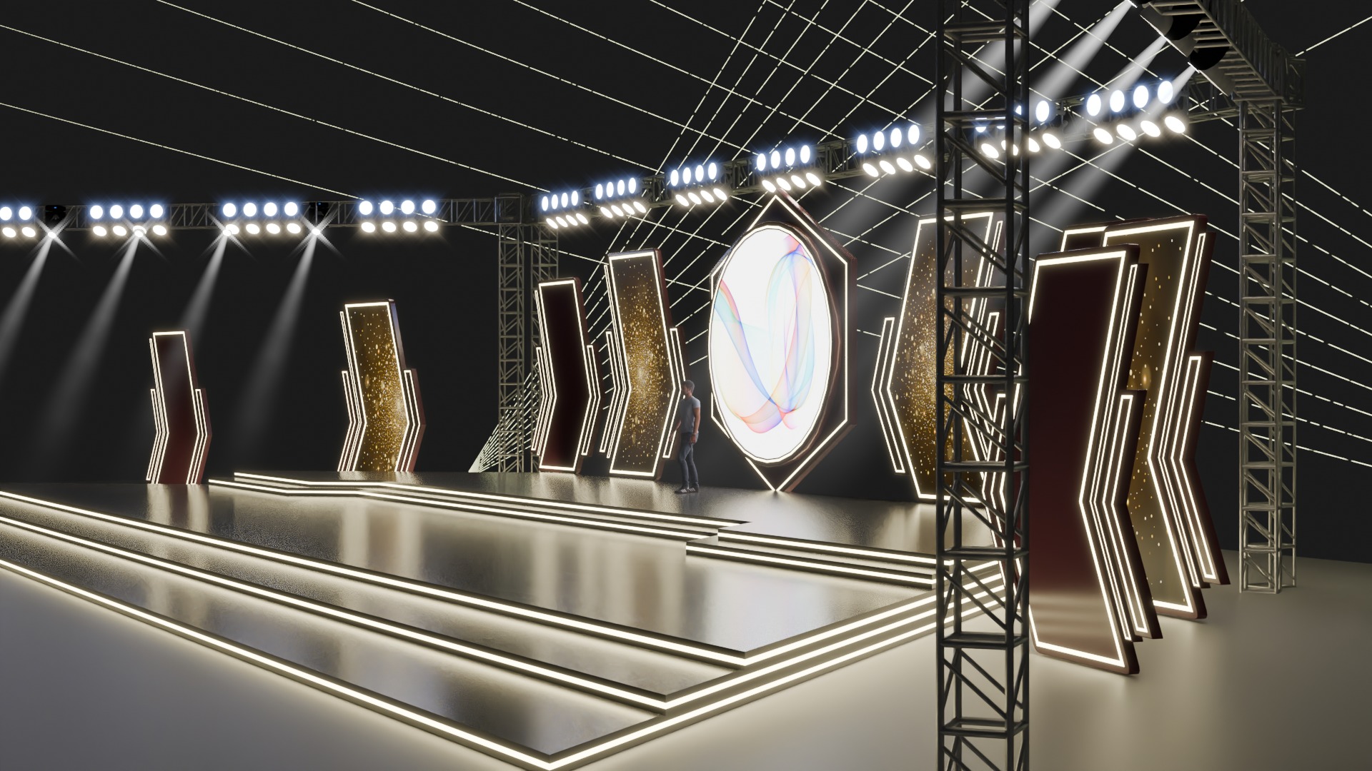 Entertainment Concert Event Stage 3D Model with Lights 3D model_5