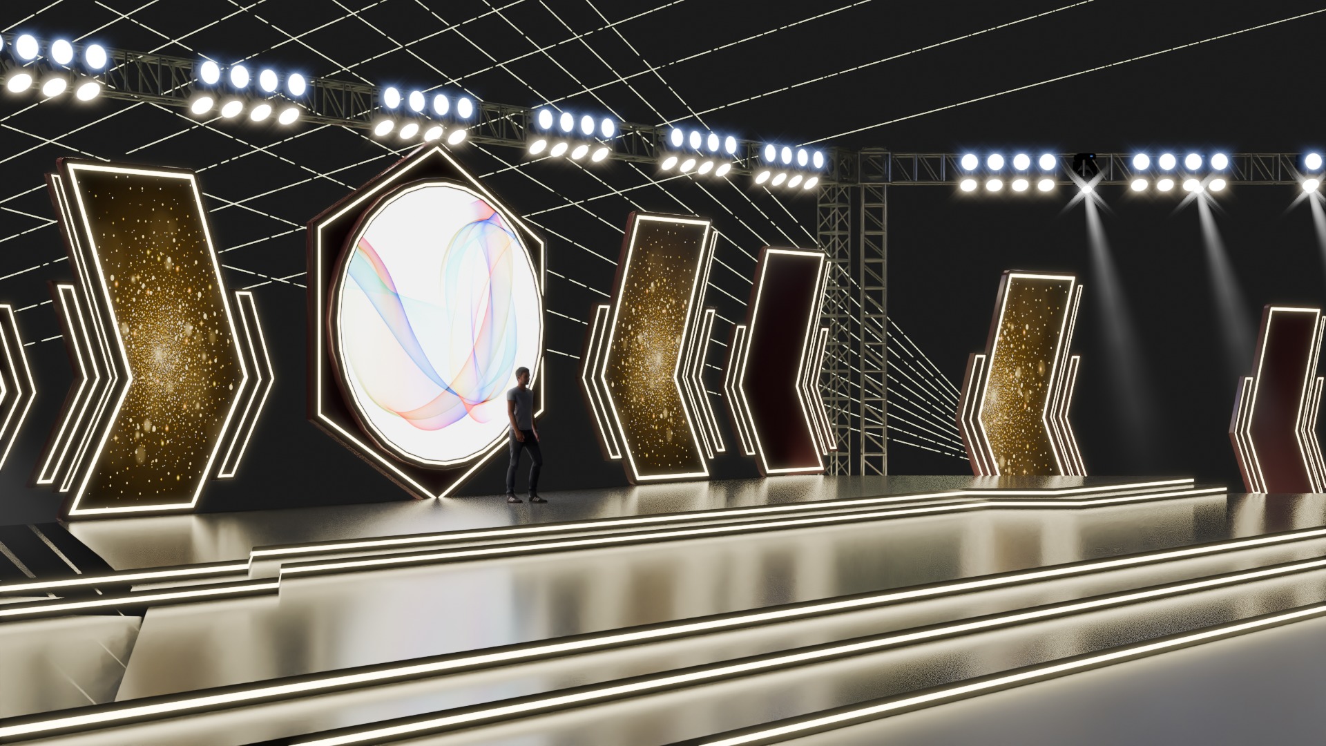 Entertainment Concert Event Stage 3D Model with Lights 3D model_14