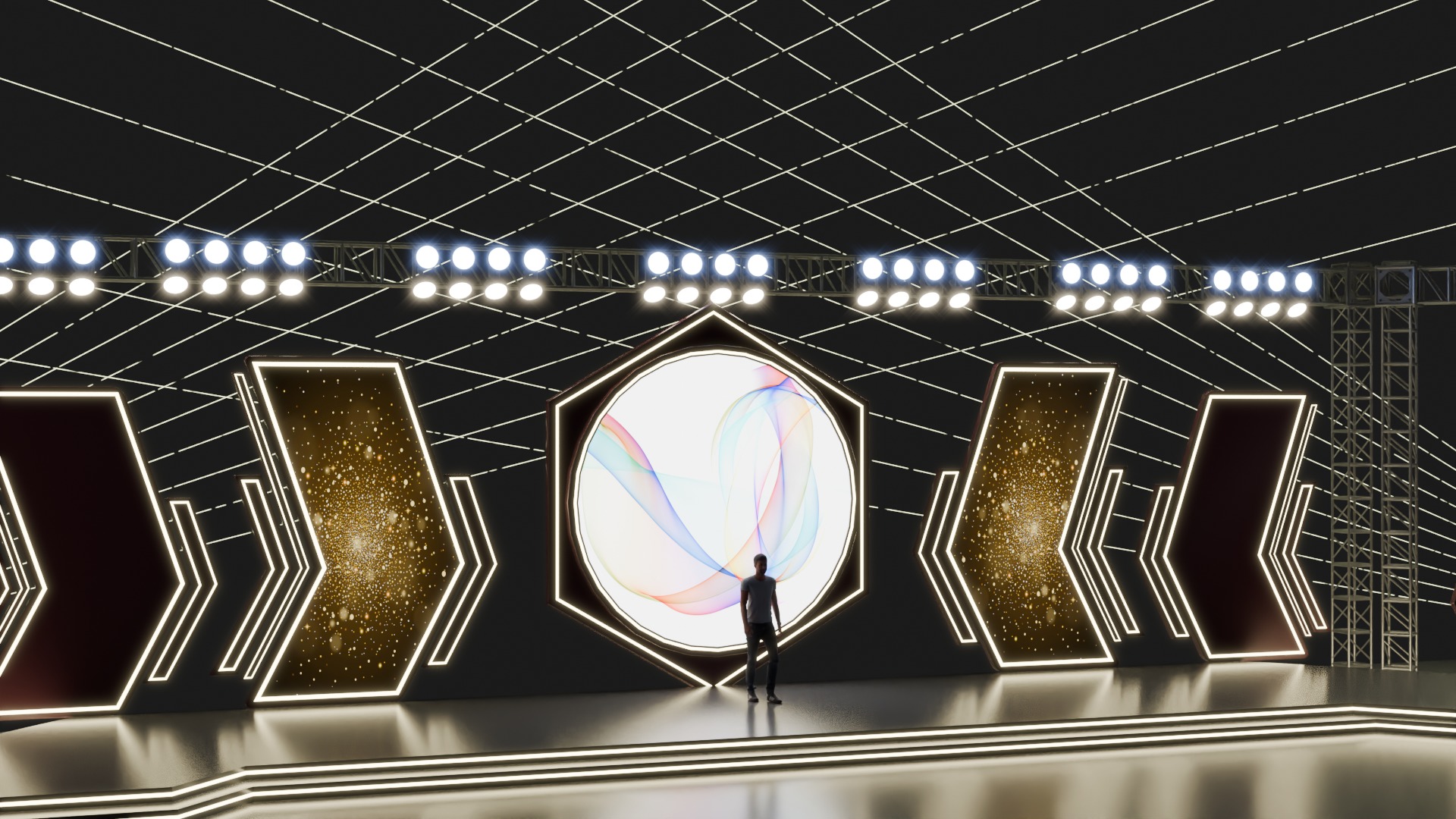 Entertainment Concert Event Stage 3D Model with Lights 3D model_7