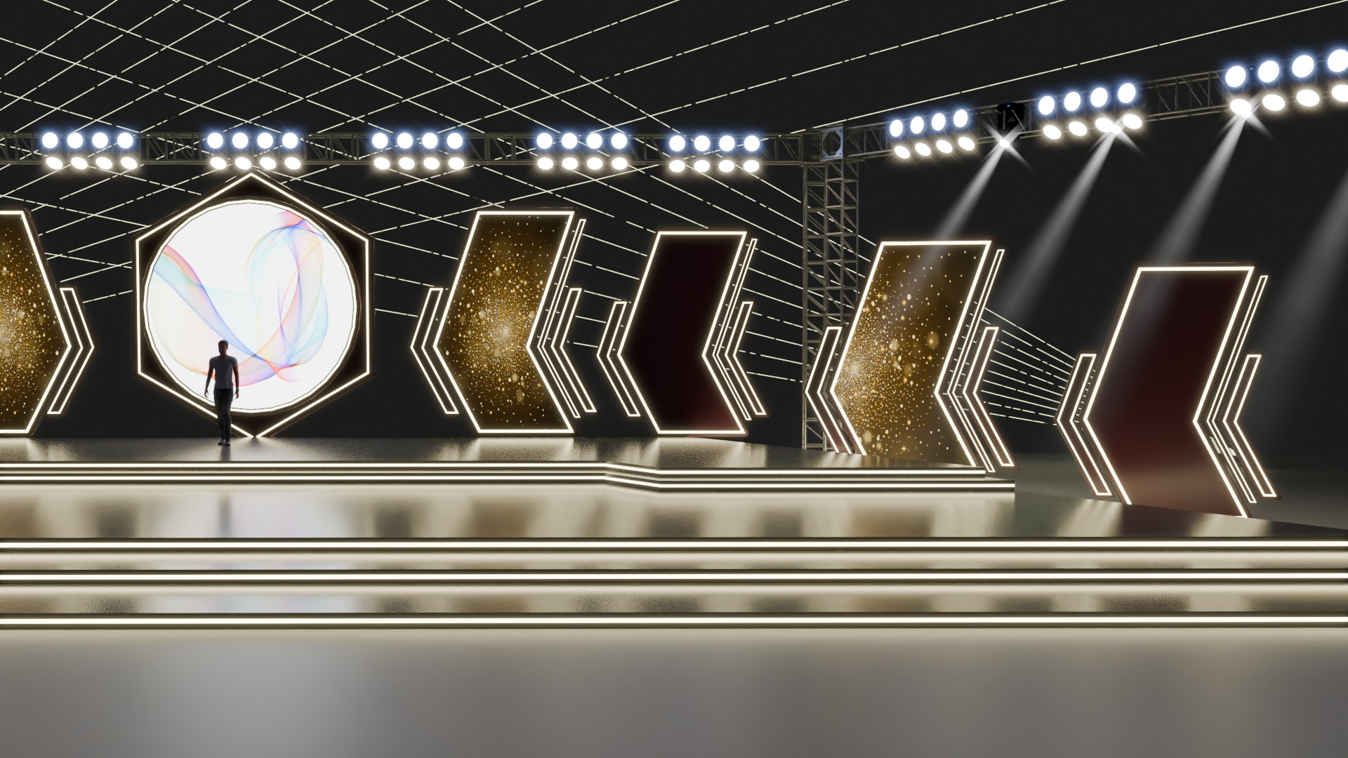 Entertainment Concert Event Stage 3D Model with Lights 3D model_11