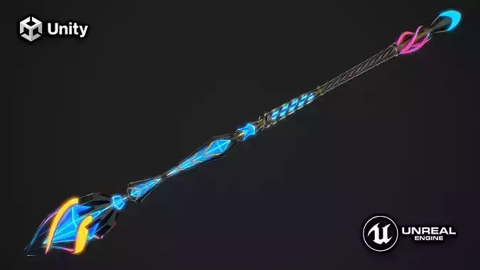Fantasy staff 1 Low-poly 3D model