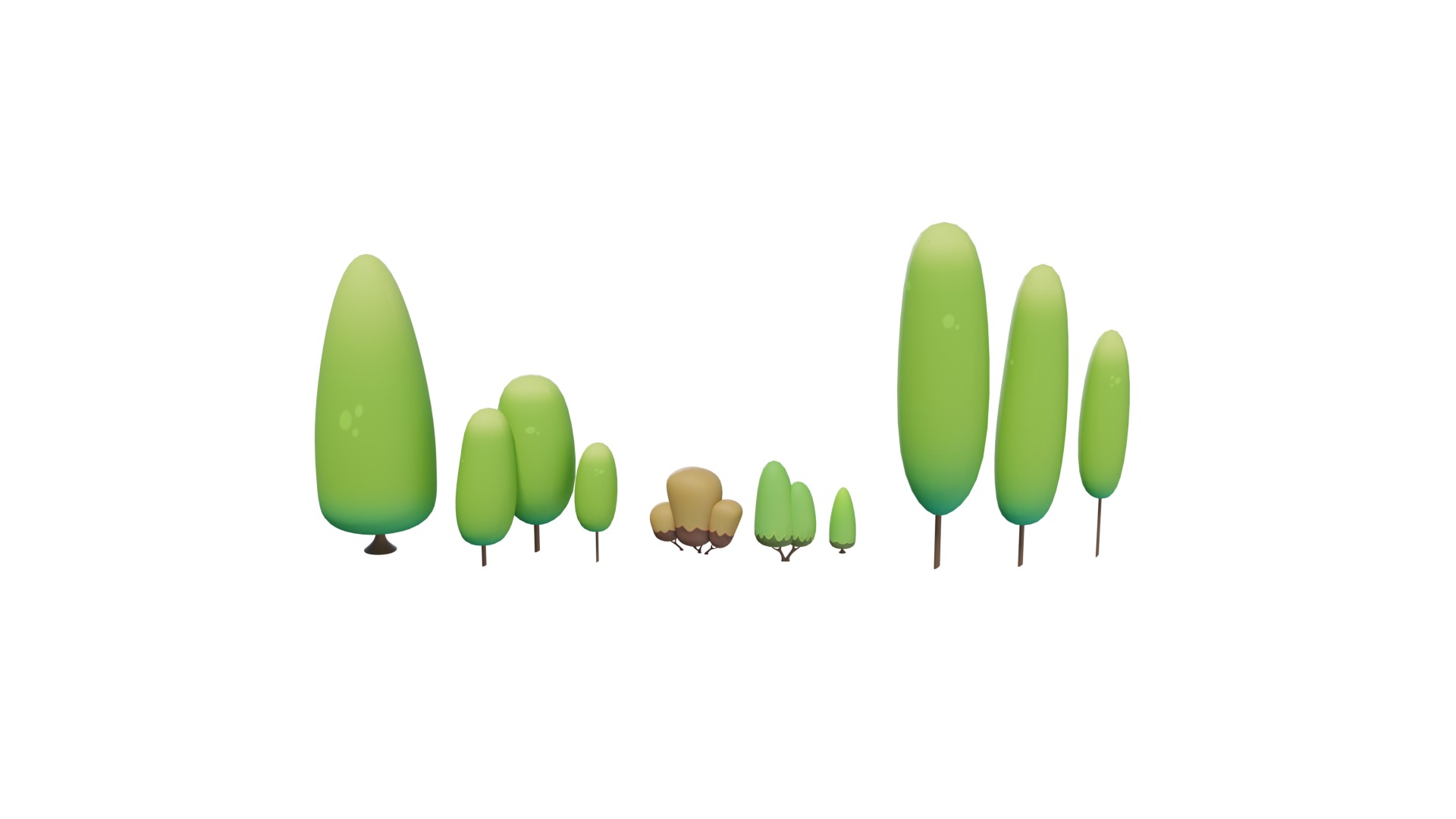 3D Cartoon Small Oval Tree With Rig 3D model_4