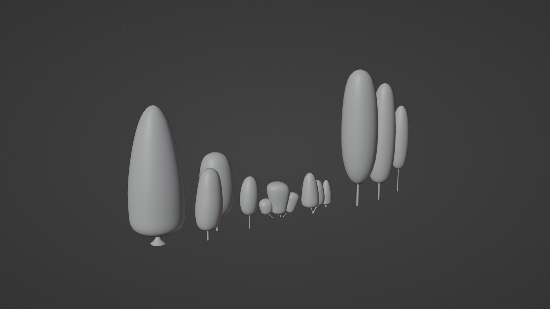 3D Cartoon Small Oval Tree With Rig 3D model_5