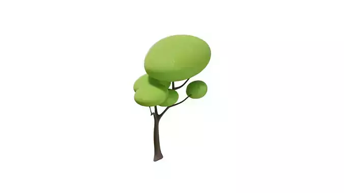 3D Cartoon Big Branch Tree With Rig