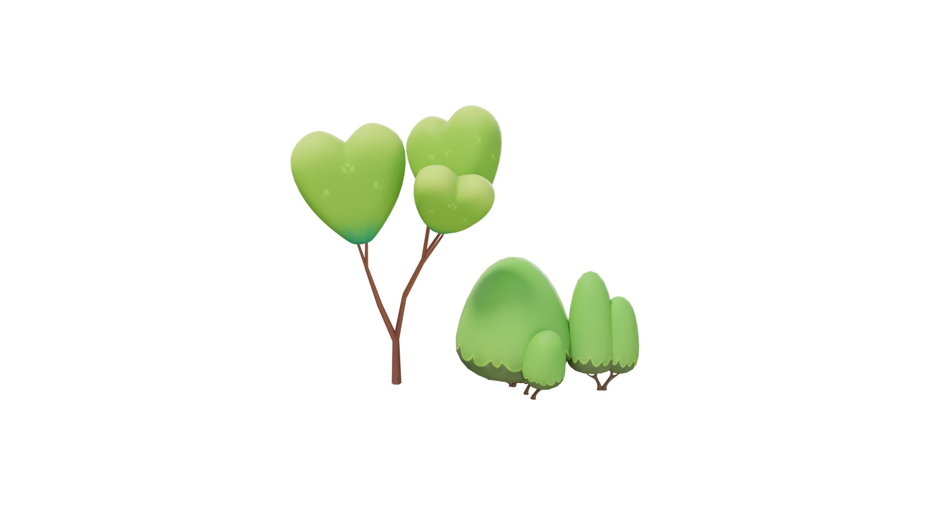 3D Cartoon Little Tree With Branches With Rig 3D model_4