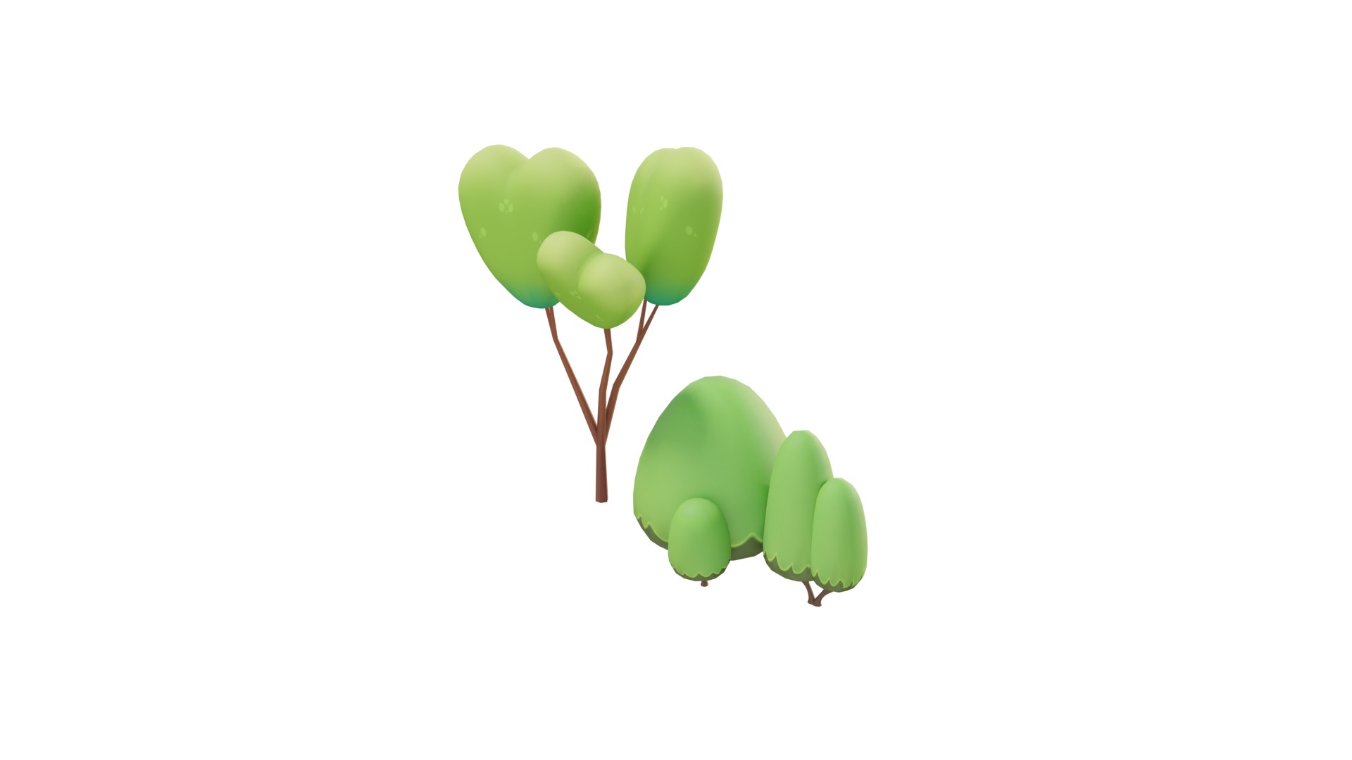 3D Cartoon Little Tree With Branches With Rig 3D model_2