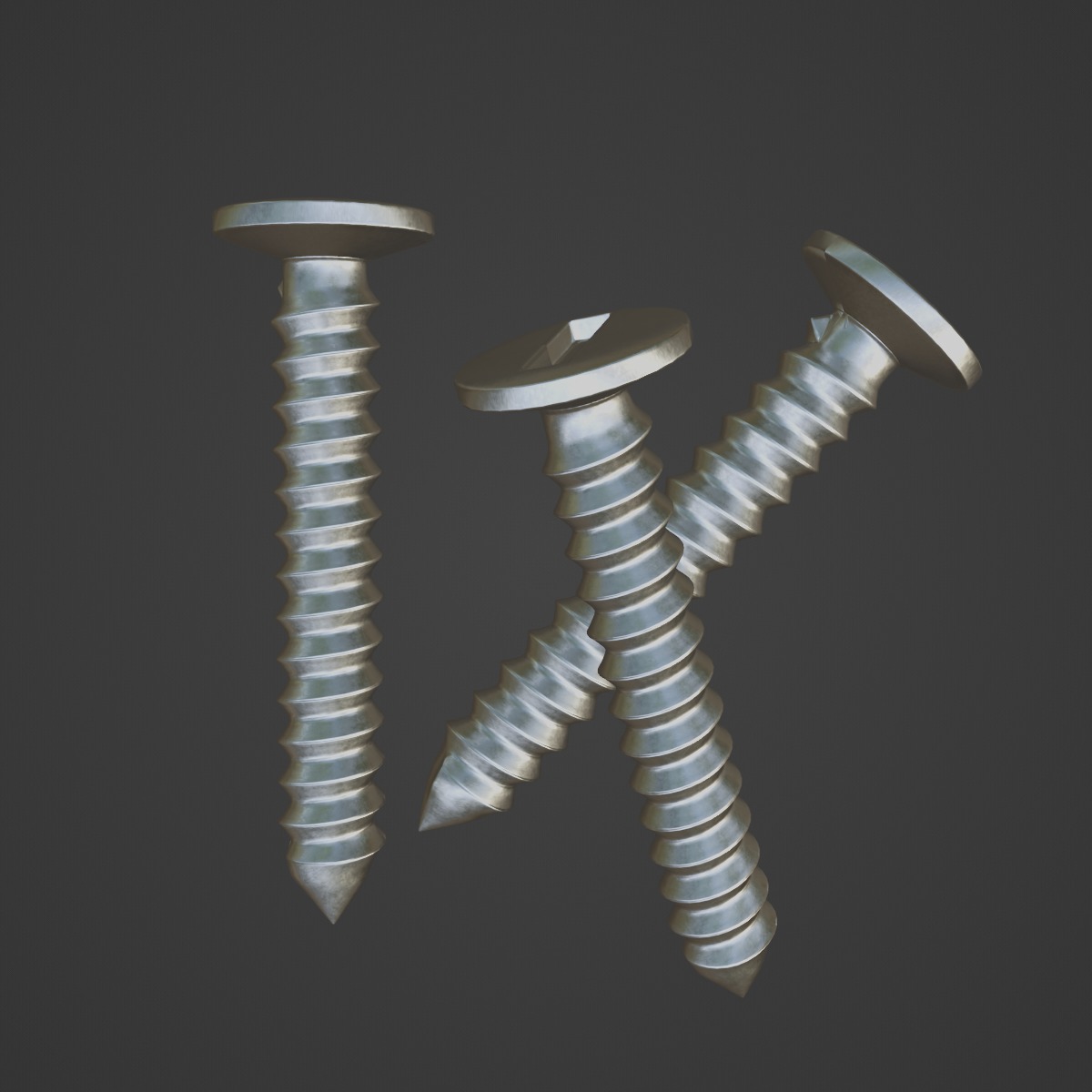 Aluminium Screw 01 Low-poly 3D model_6