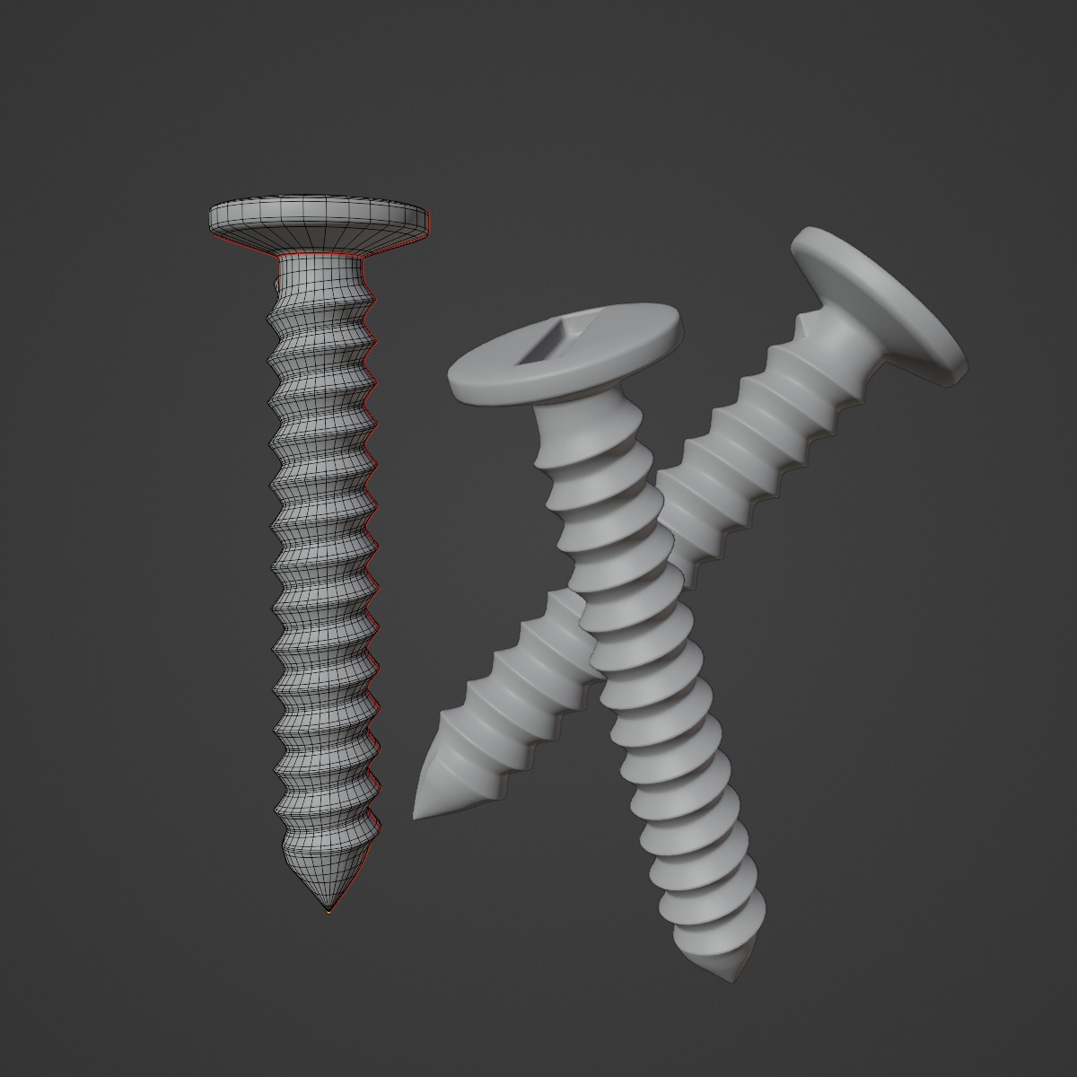 Aluminium Screw 01 Low-poly 3D model_9