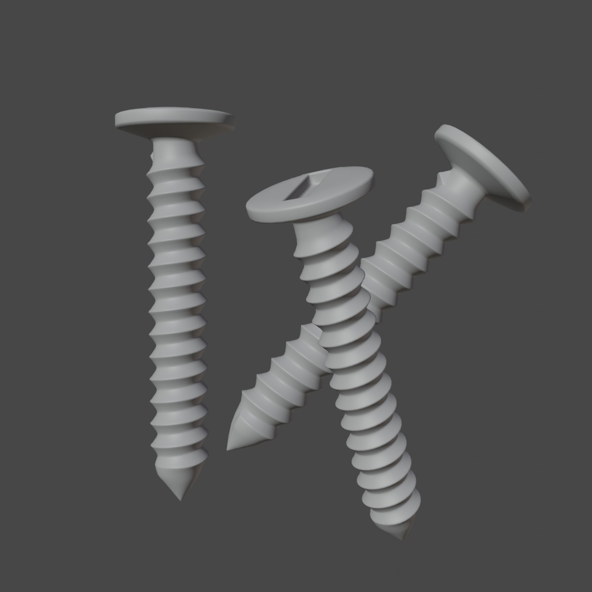 Aluminium Screw 01 Low-poly 3D model_8