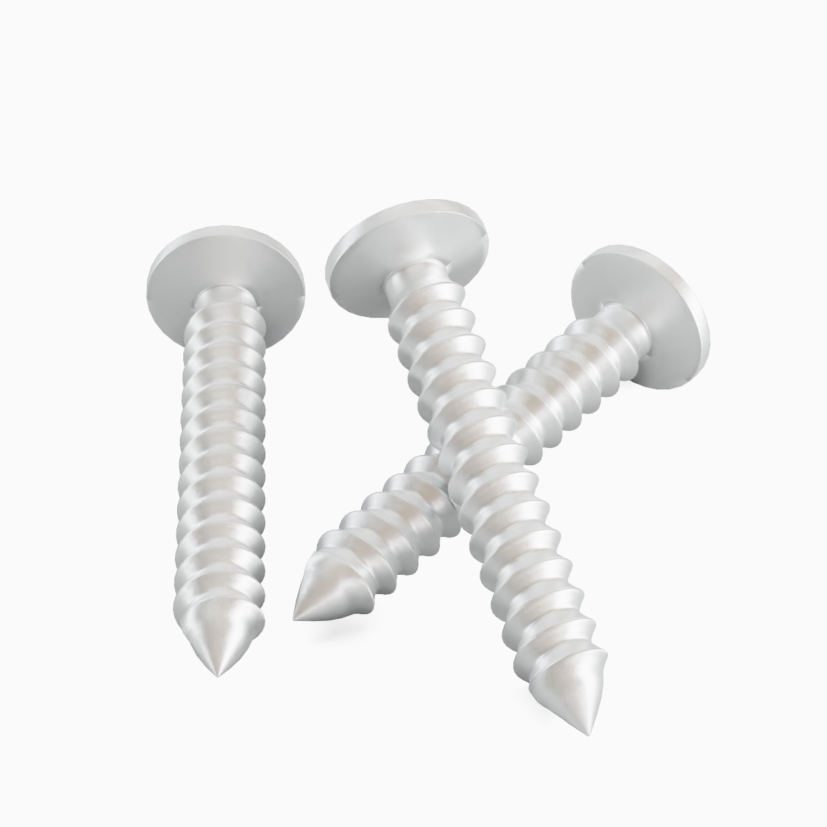 Aluminium Screw 01 Low-poly 3D model_1