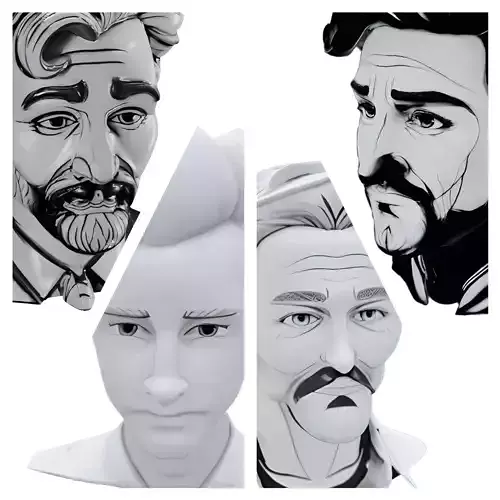 Minimalist Portrait Bust Collection - Artistic Character Studies