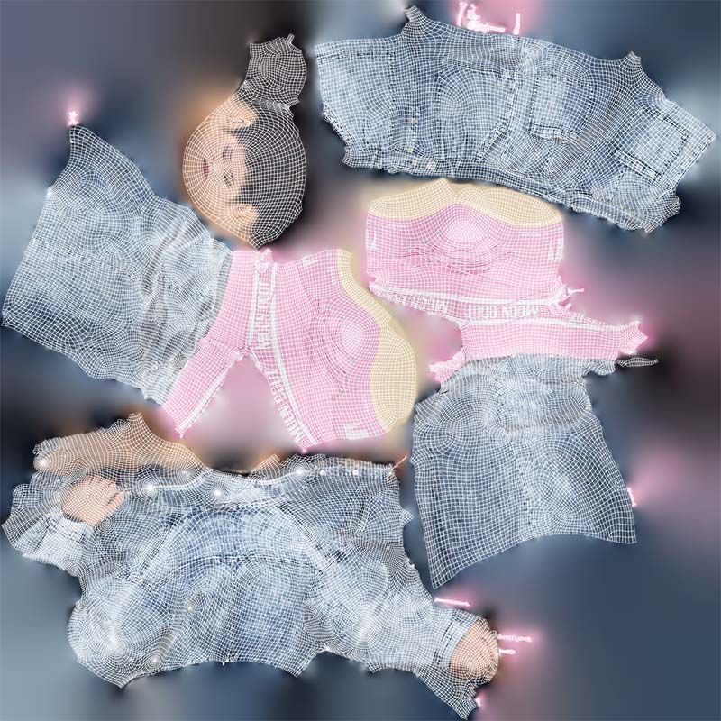 Asian Woman Wearing Jeans Salopet 001 Low-poly 3D model_14