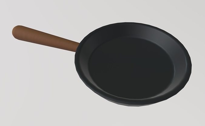 Stylized Low-Poly Fried Egg and Sausage in Pan with Spatula Low-poly 3D model 5