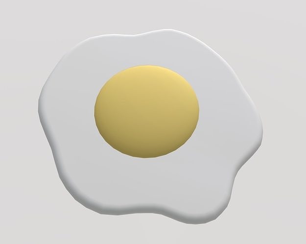 Stylized Low-Poly Fried Egg and Sausage in Pan with Spatula Low-poly 3D model 7