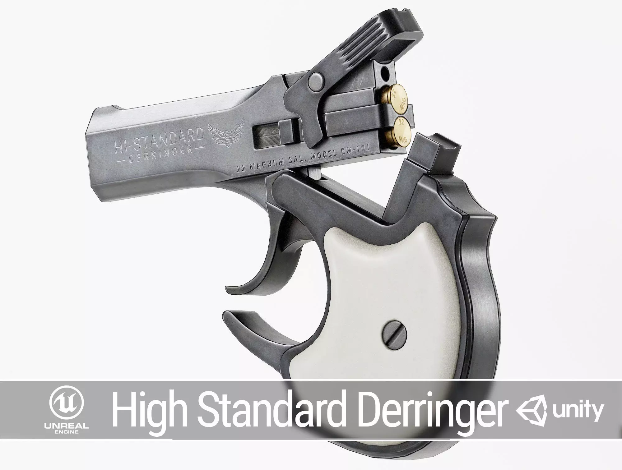 PBR High Standard Derringer Low-poly 3D model_0