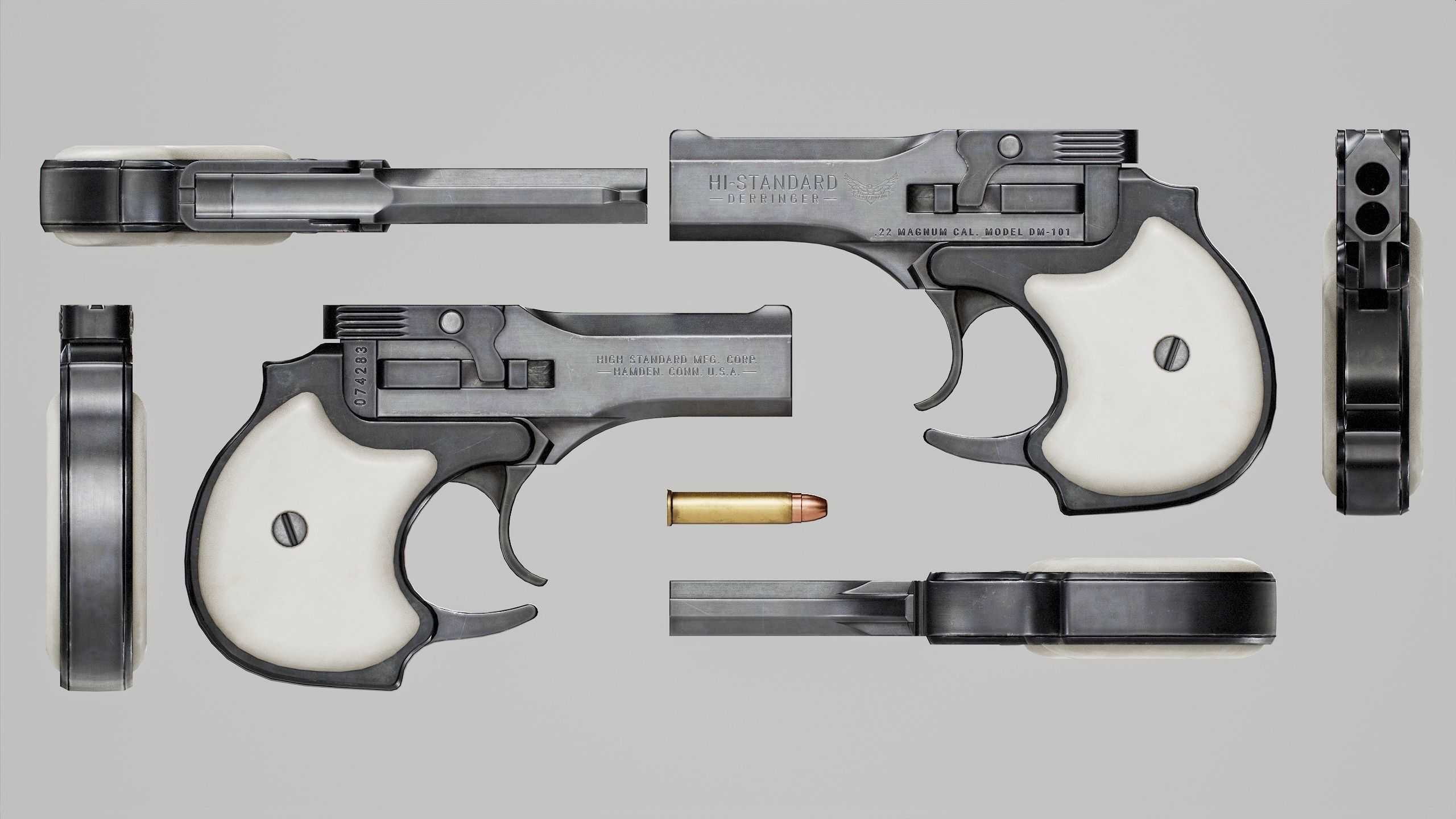 PBR High Standard Derringer Low-poly 3D model_3