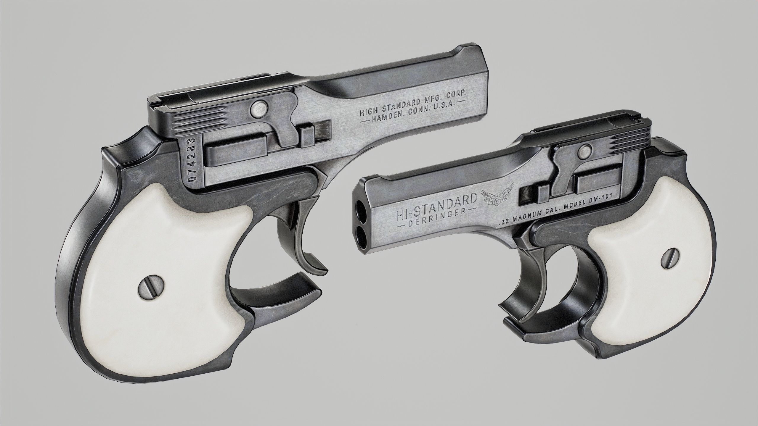 PBR High Standard Derringer Low-poly 3D model_1