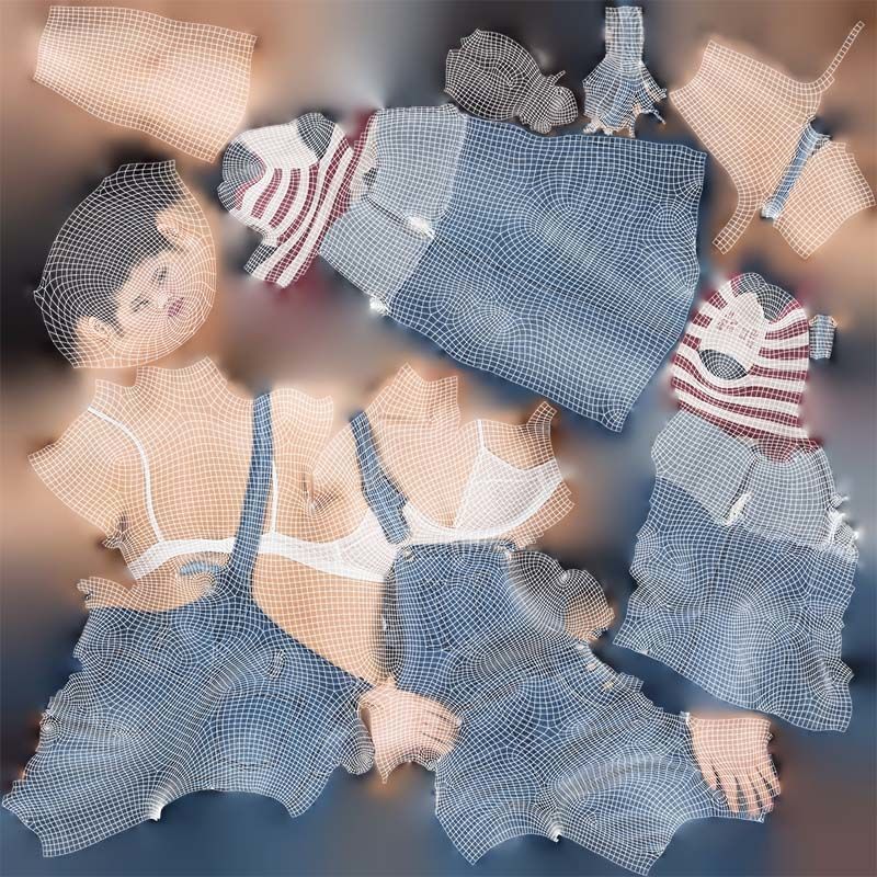 Asian Woman Wearing Jeans Salopet 018 Low-poly 3D model_14