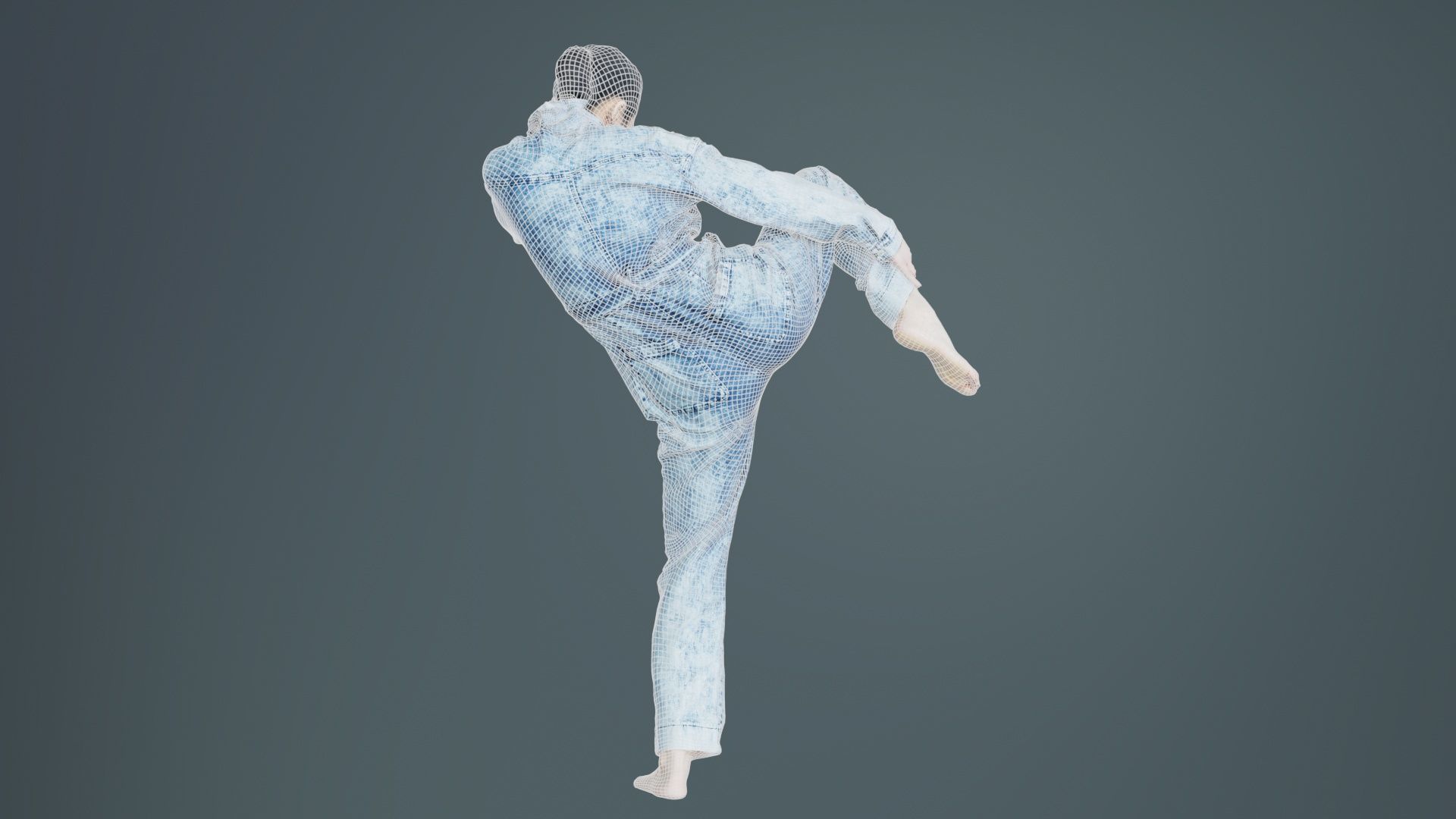 Asian Woman Wearing Jeans Salopet 021 Low-poly 3D model_10