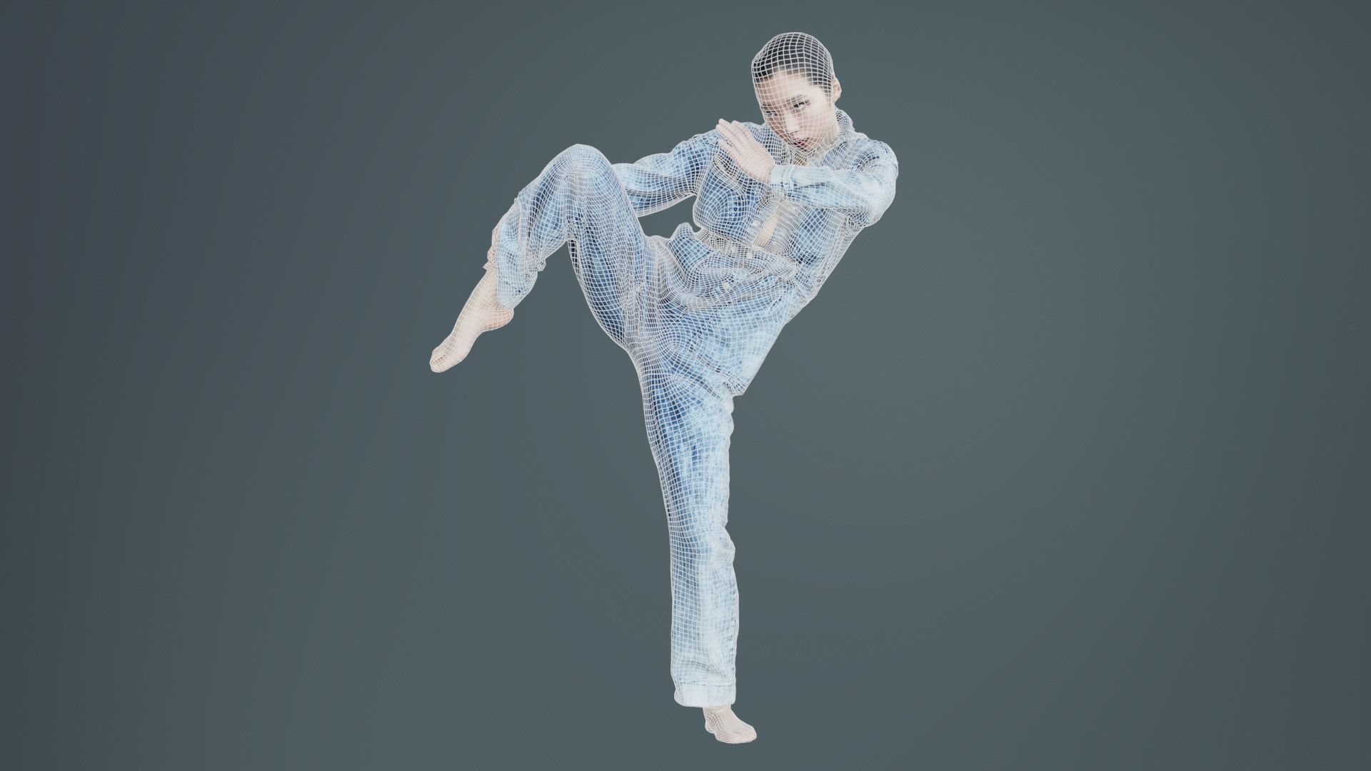 Asian Woman Wearing Jeans Salopet 021 Low-poly 3D model_9