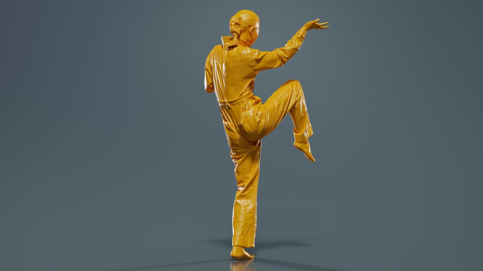 Asian Woman Wearing Jeans Salopet 025 Low-poly 3D model_13