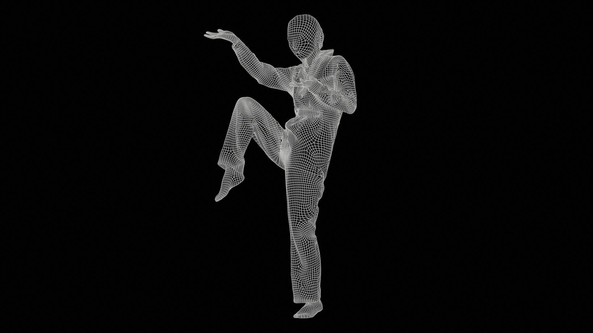 Asian Woman Wearing Jeans Salopet 025 Low-poly 3D model_11