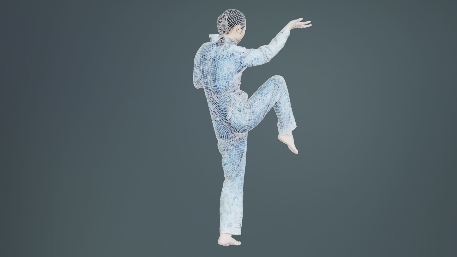 Asian Woman Wearing Jeans Salopet 025 Low-poly 3D model_10