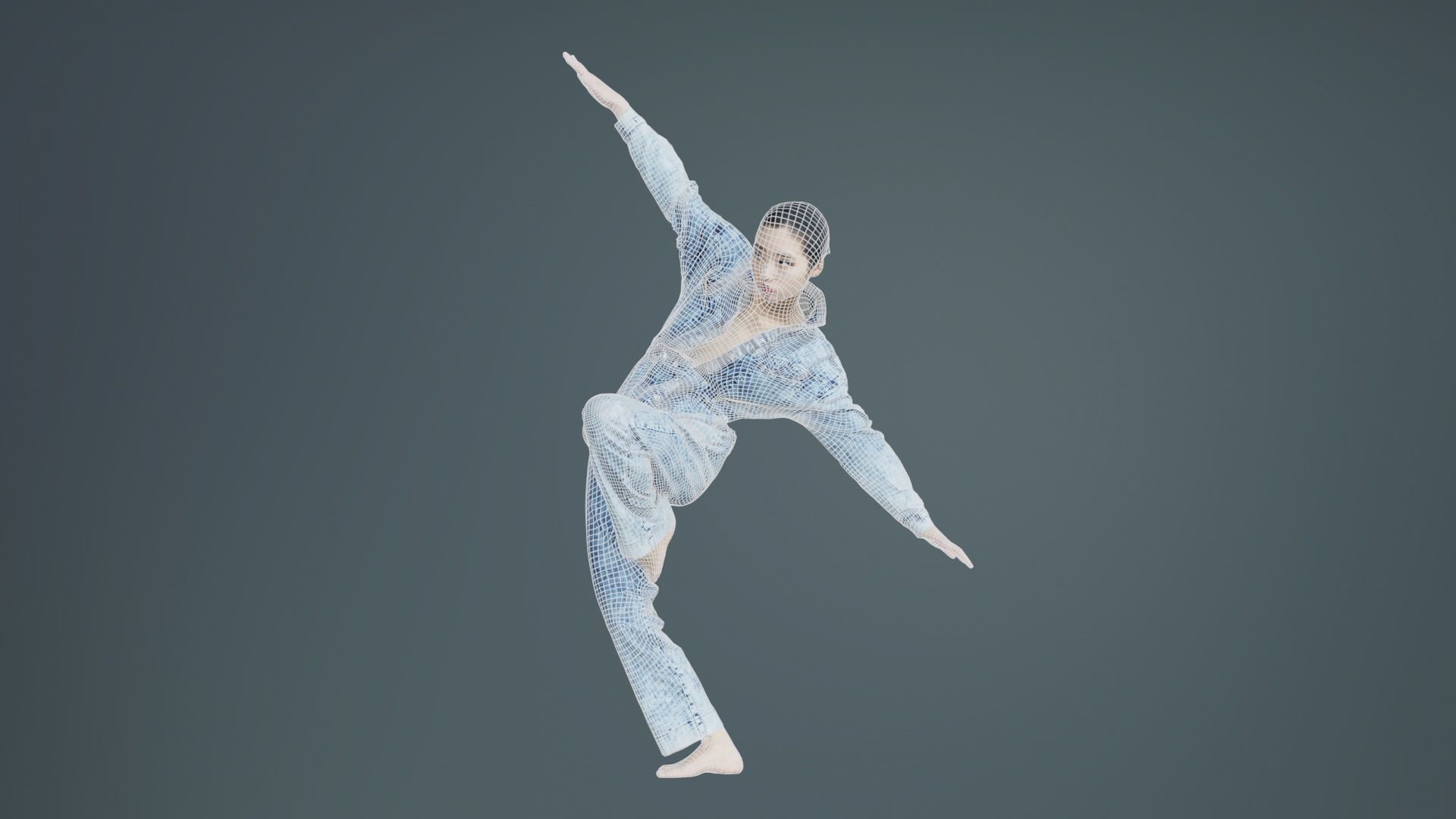 Asian Woman Wearing Jeans Salopet 037 Low-poly 3D model_9