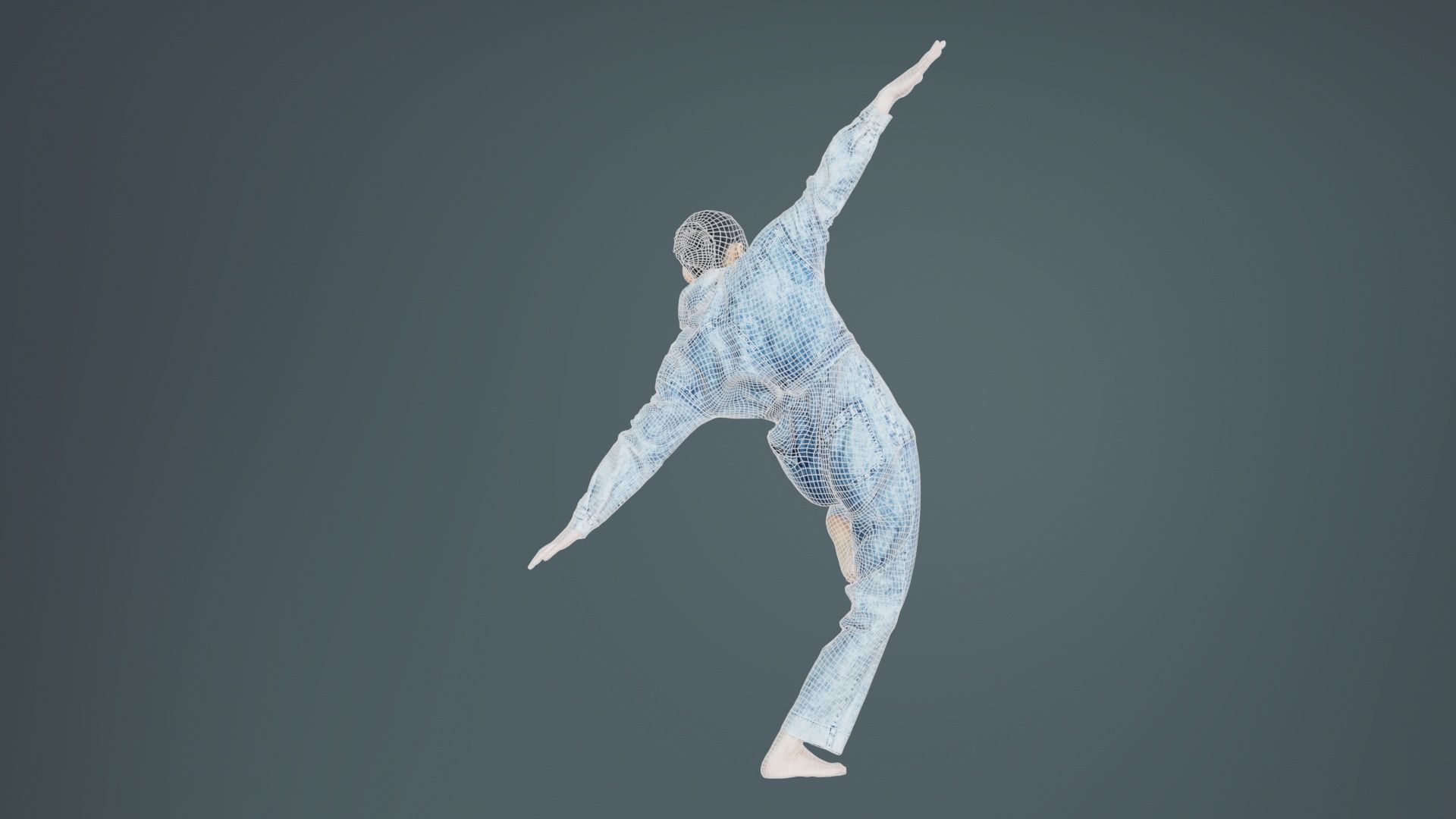 Asian Woman Wearing Jeans Salopet 037 Low-poly 3D model_10