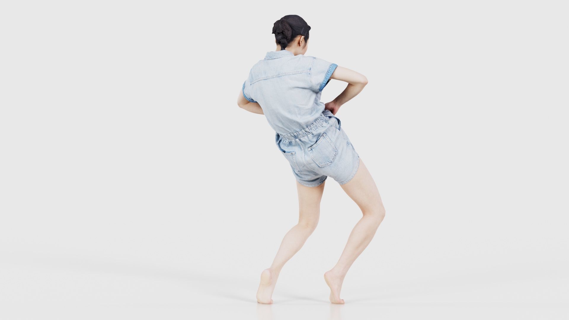 Asian Woman Wearing Light Blue Jeans 014 Low-poly 3D model_21