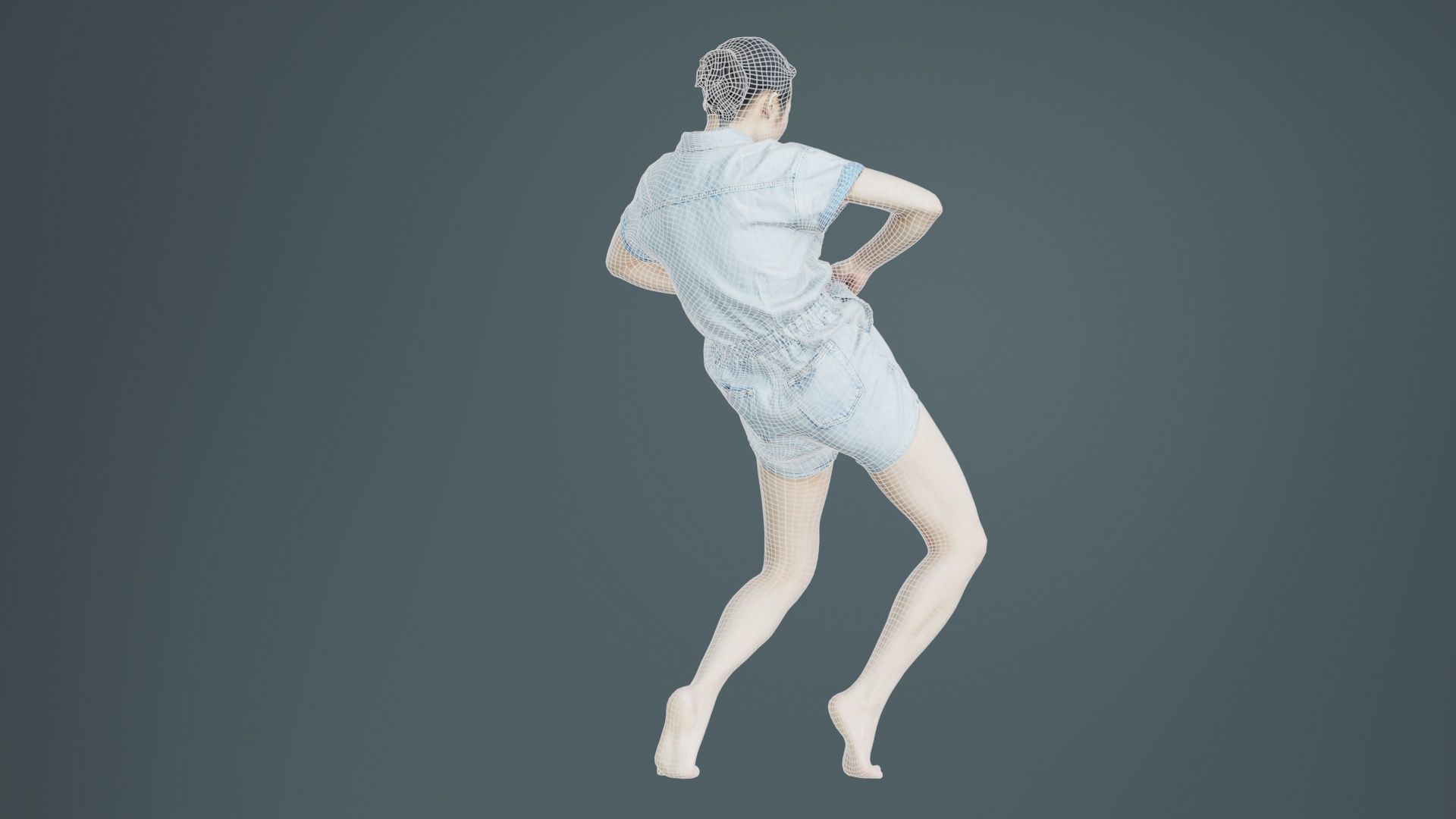 Asian Woman Wearing Light Blue Jeans 014 Low-poly 3D model_10