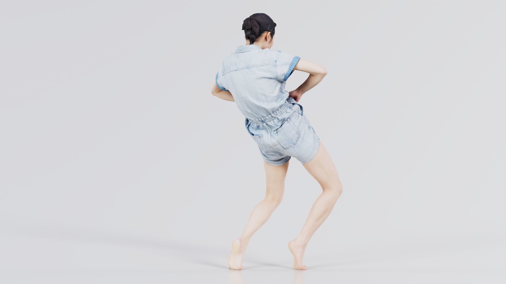 Asian Woman Wearing Light Blue Jeans 014 Low-poly 3D model_3