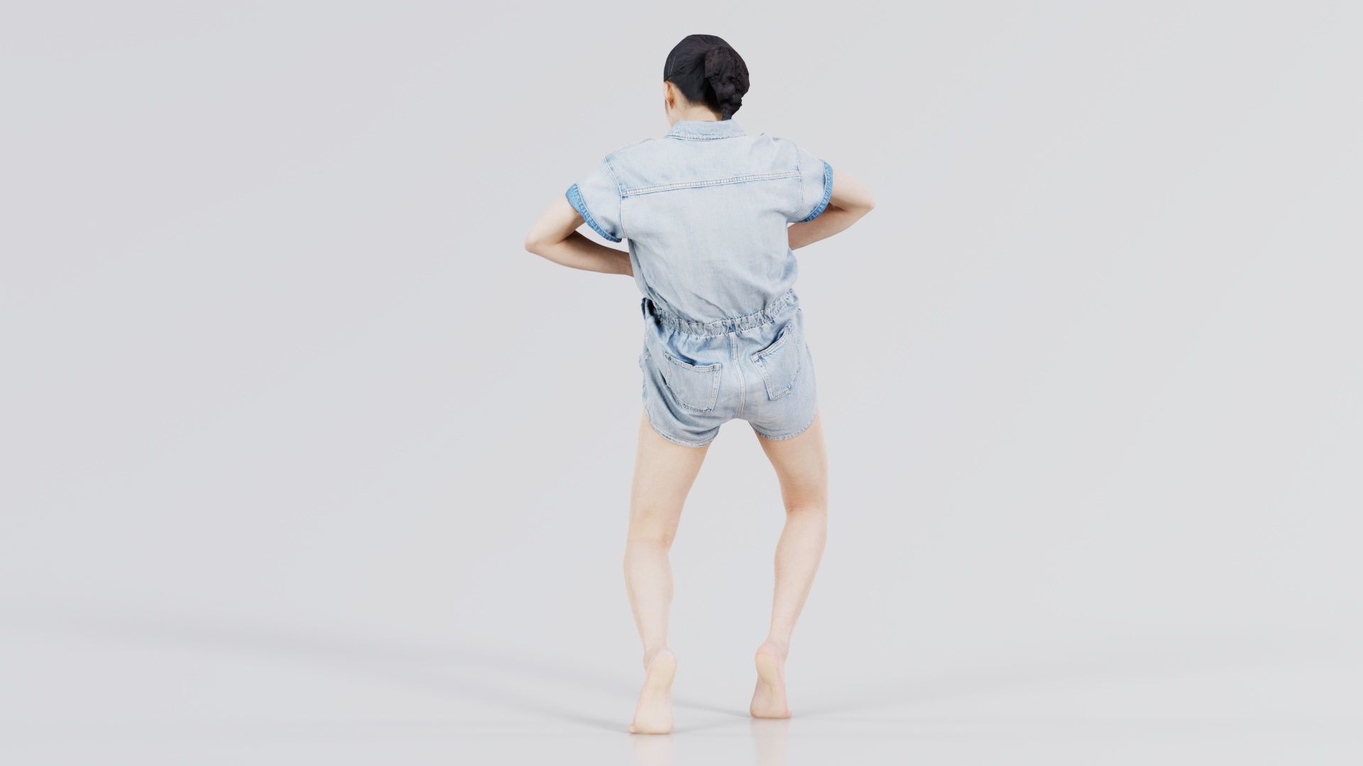 Asian Woman Wearing Light Blue Jeans 014 Low-poly 3D model_1