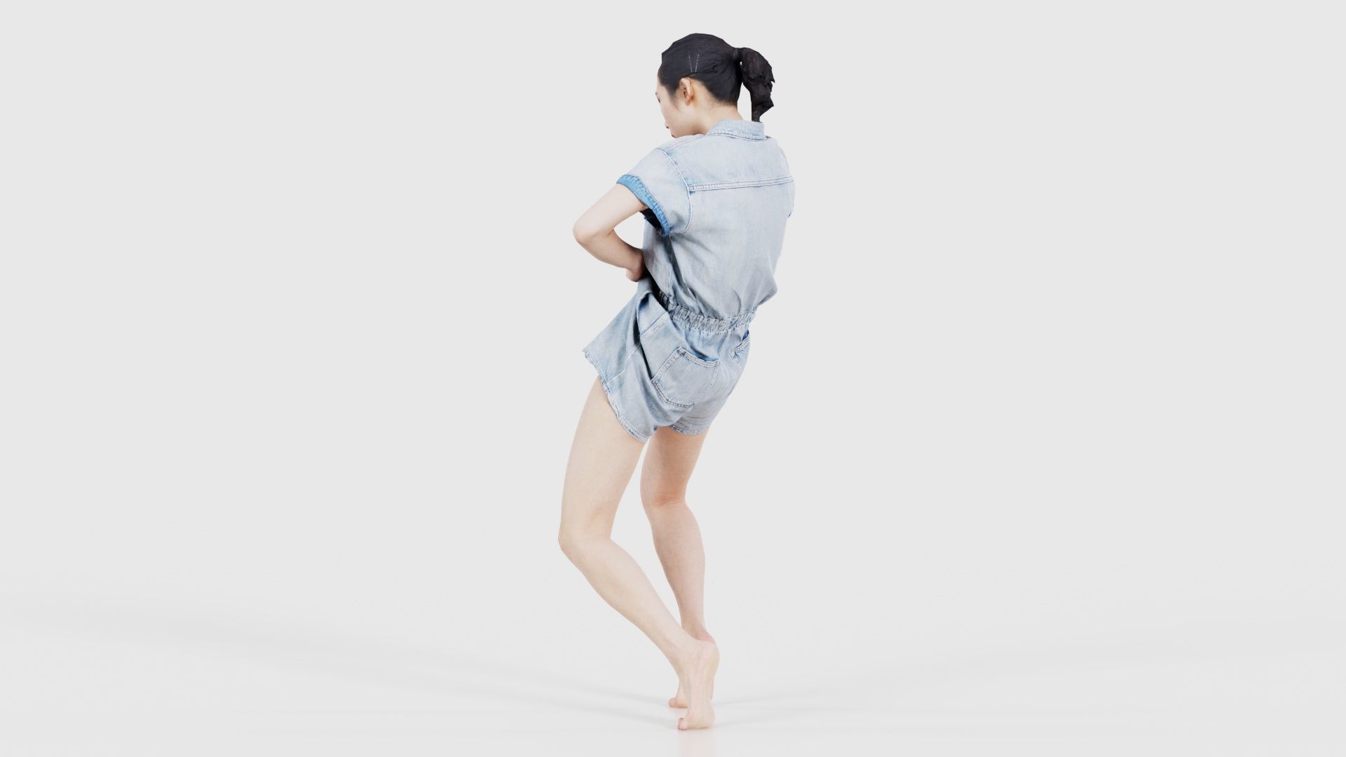 Asian Woman Wearing Light Blue Jeans 014 Low-poly 3D model_24