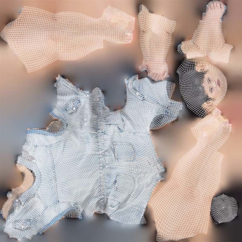 Asian Woman Wearing Light Blue Jeans 014 Low-poly 3D model_14