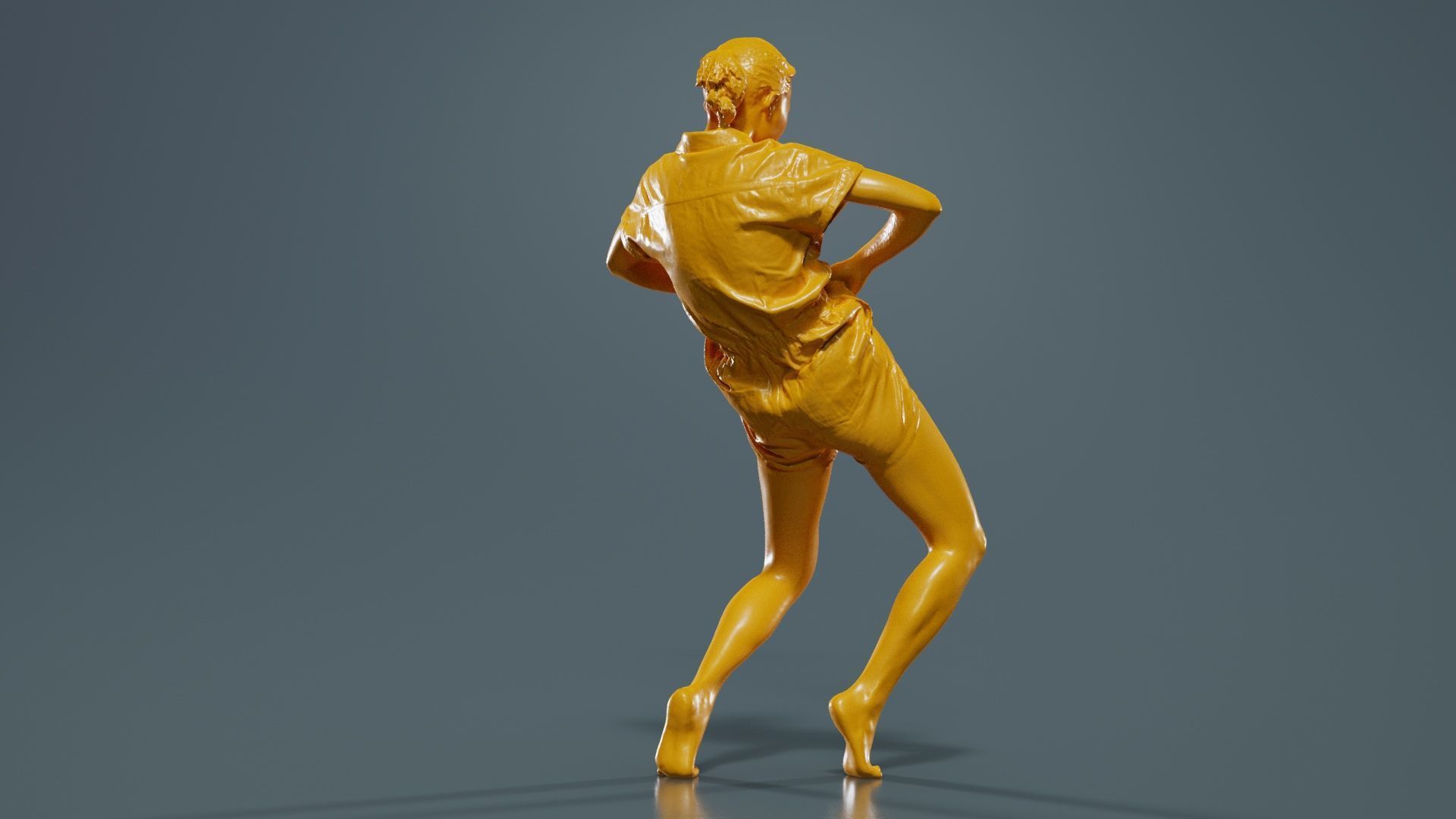 Asian Woman Wearing Light Blue Jeans 014 Low-poly 3D model_13