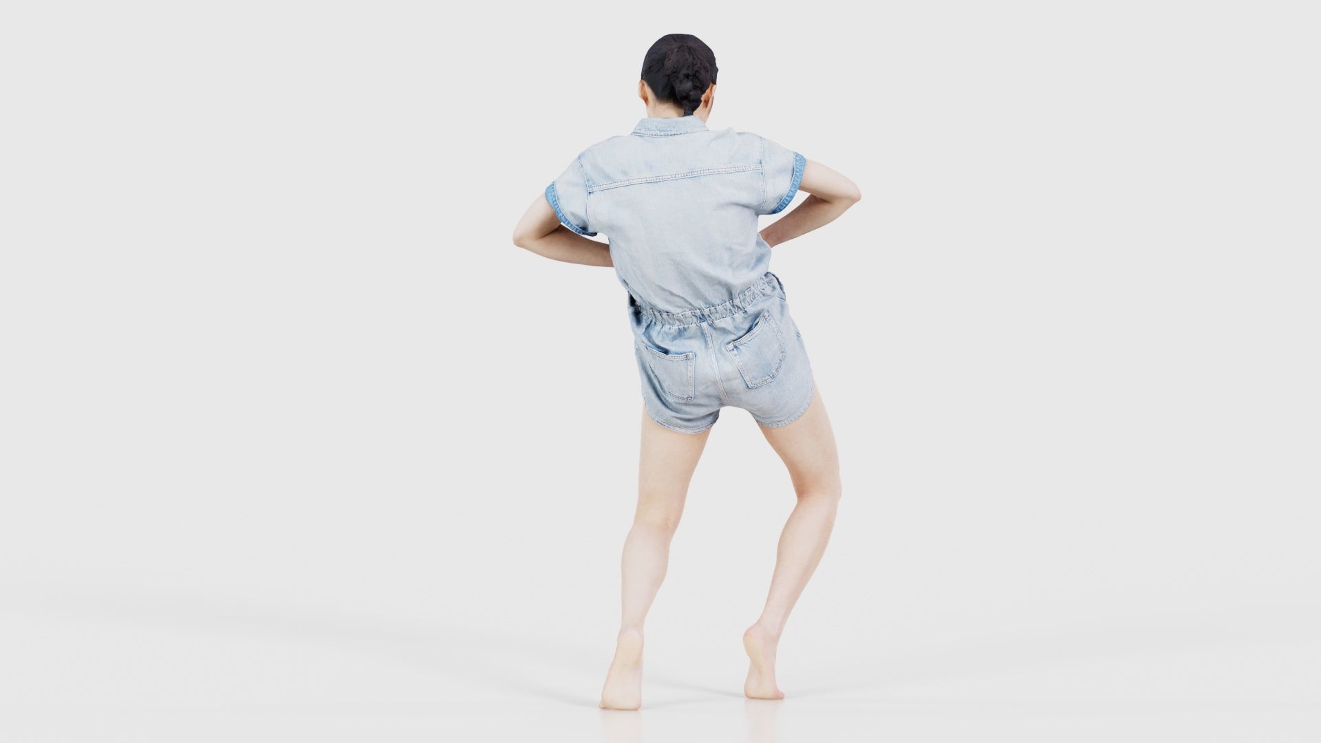 Asian Woman Wearing Light Blue Jeans 014 Low-poly 3D model_22