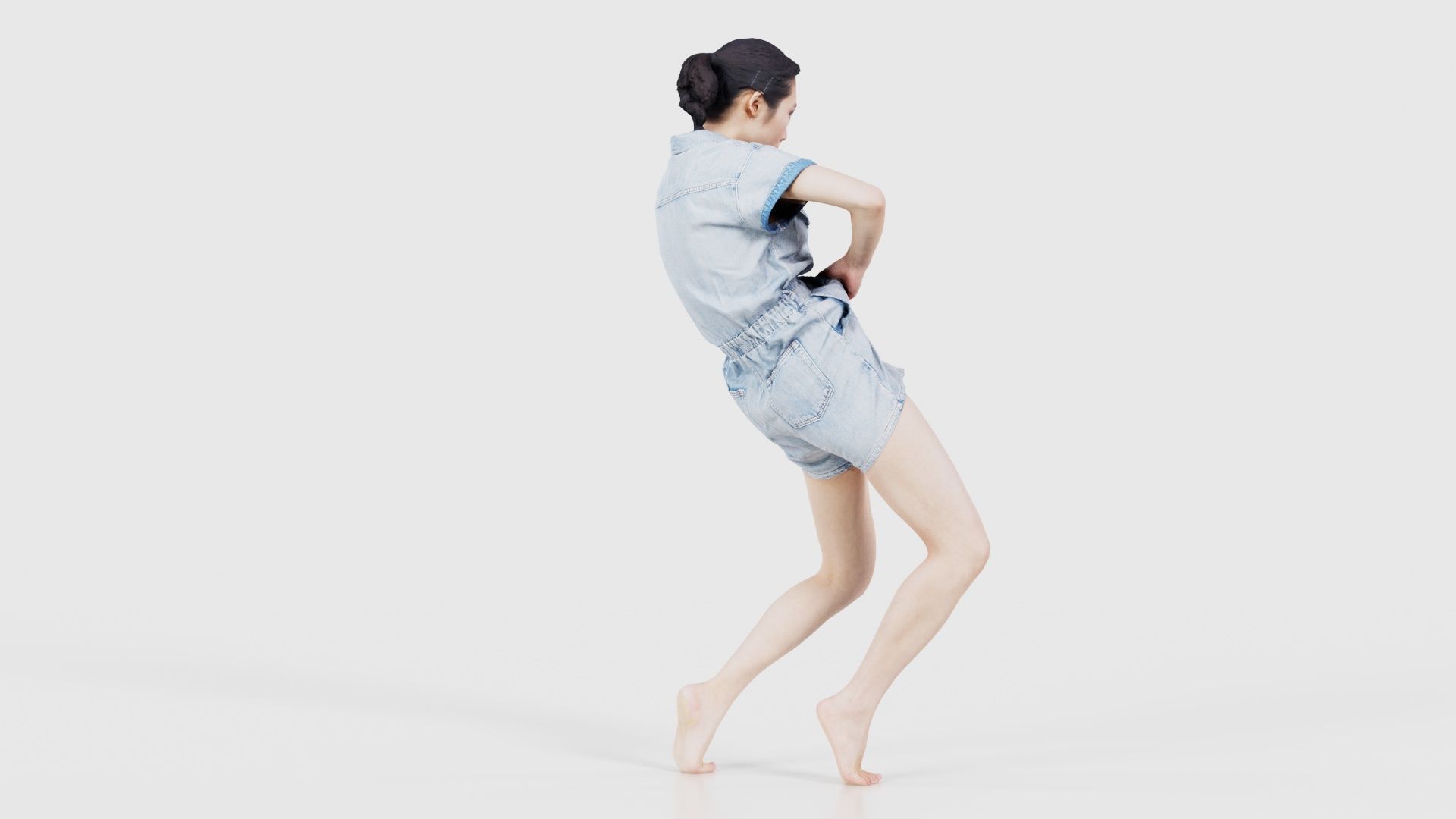 Asian Woman Wearing Light Blue Jeans 014 Low-poly 3D model_20