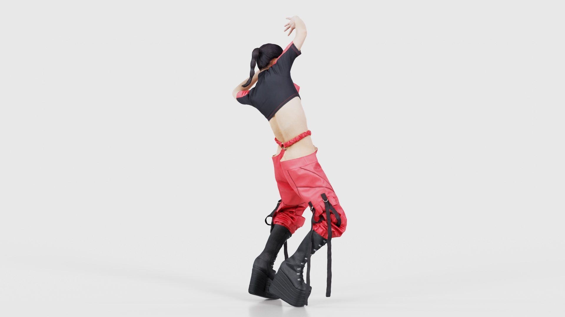 Asian Woman Wearing Motorbike Outfit 010 Low-poly 3D model_19