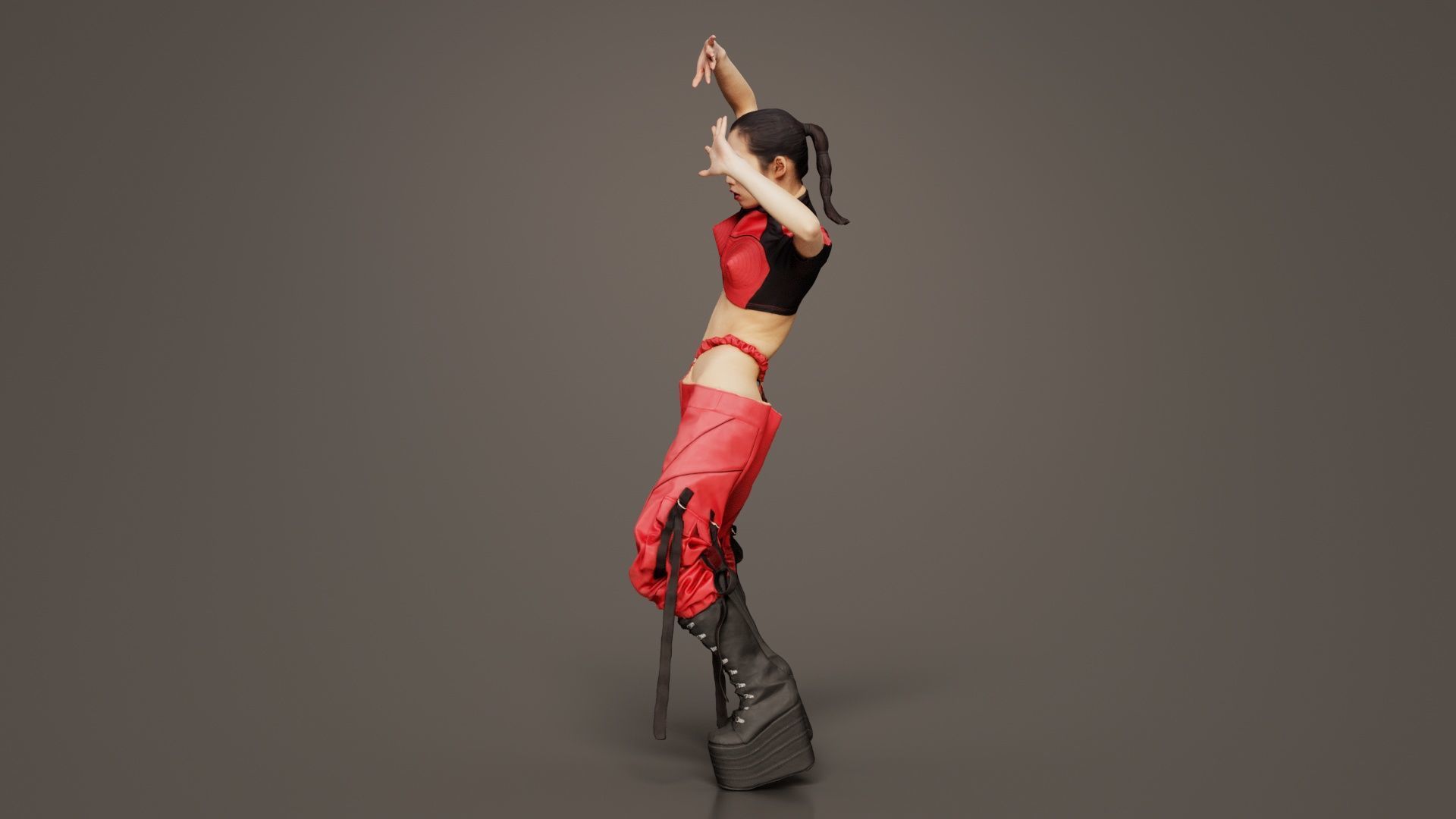 Asian Woman Wearing Motorbike Outfit 010 Low-poly 3D model_1