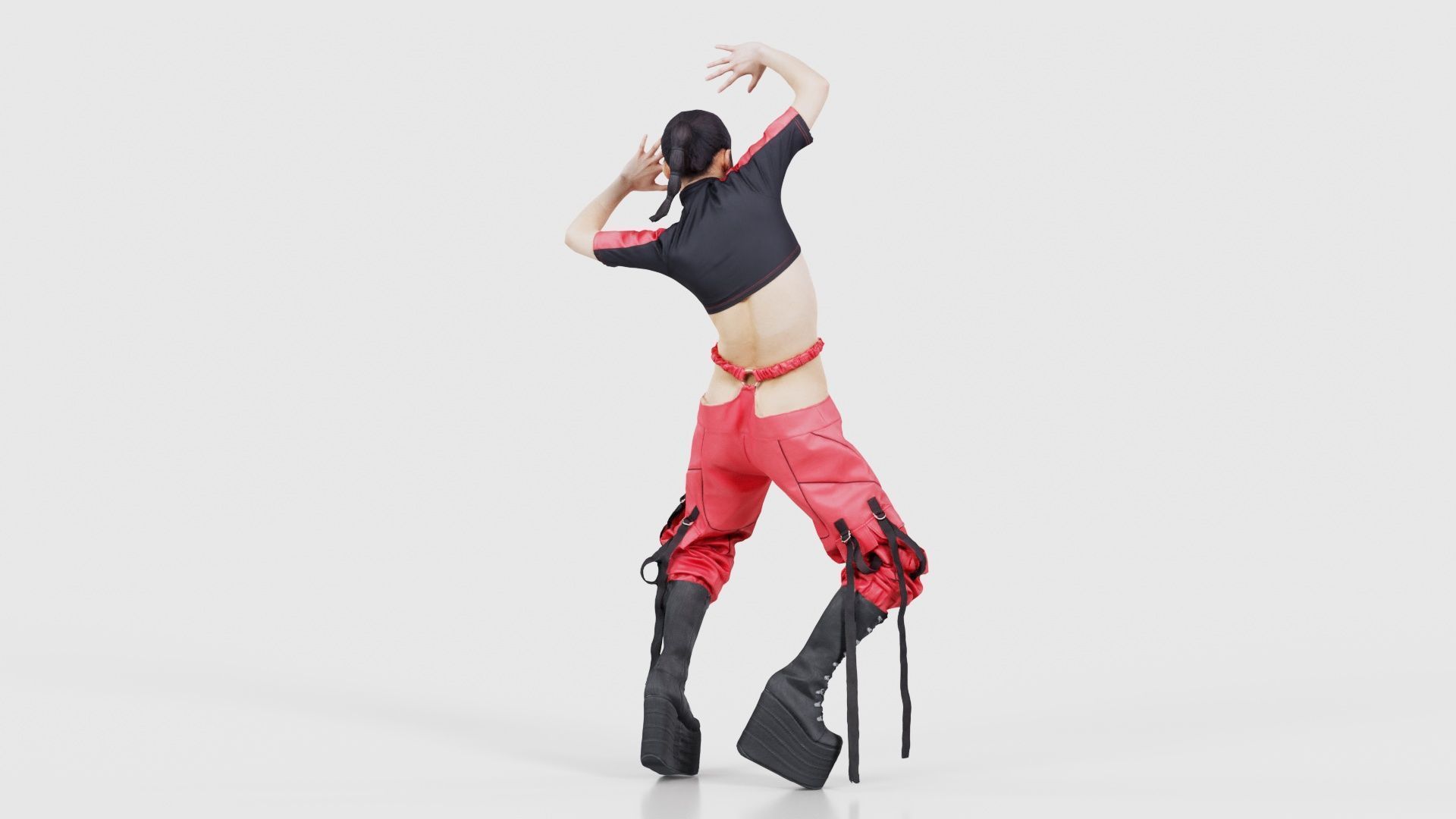 Asian Woman Wearing Motorbike Outfit 010 Low-poly 3D model_20