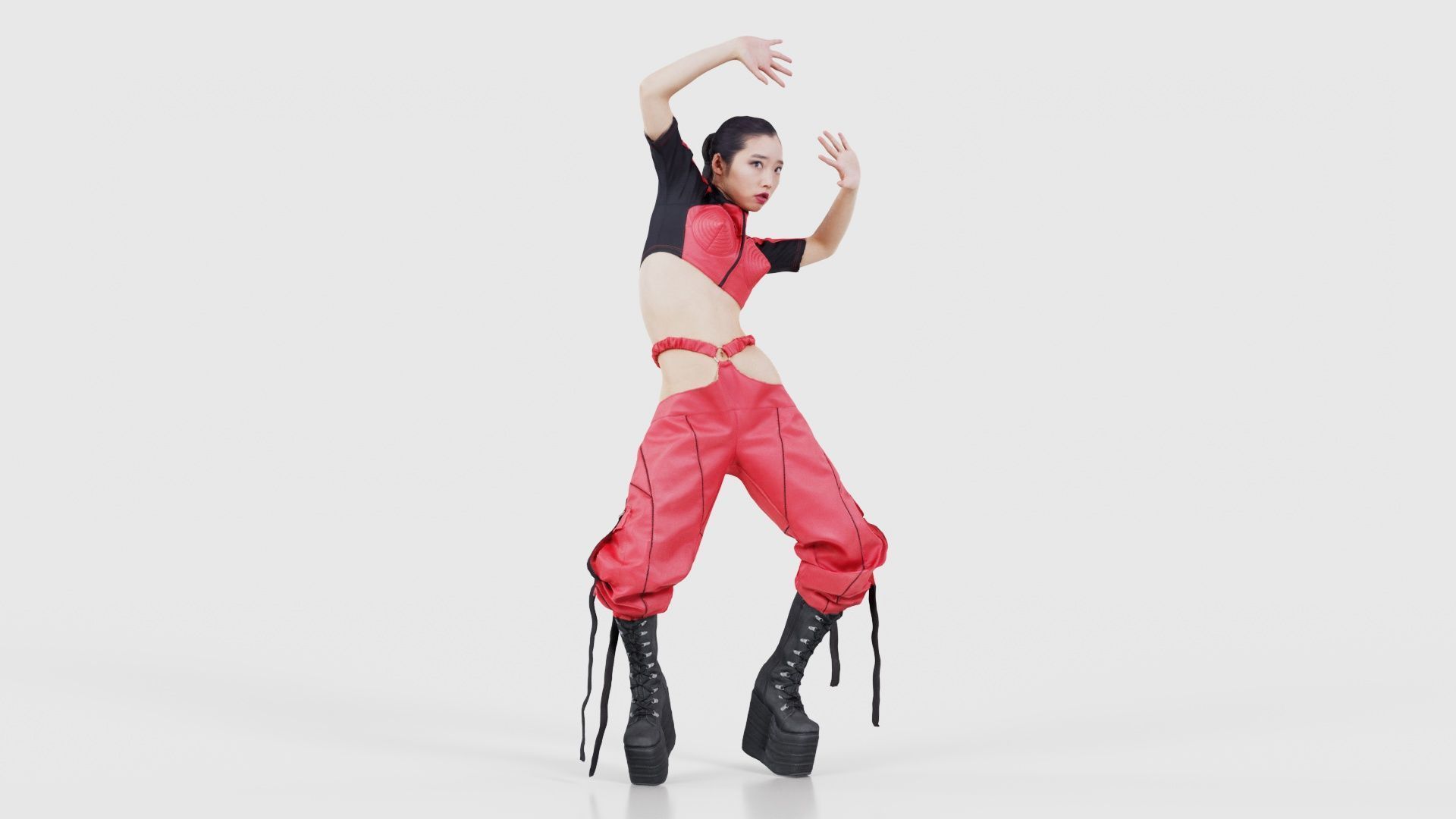 Asian Woman Wearing Motorbike Outfit 010 Low-poly 3D model_16