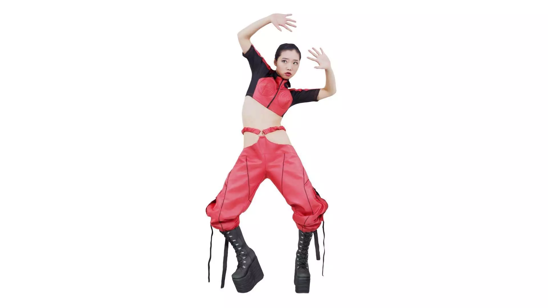 Asian Woman Wearing Motorbike Outfit 010 Low-poly 3D model_0