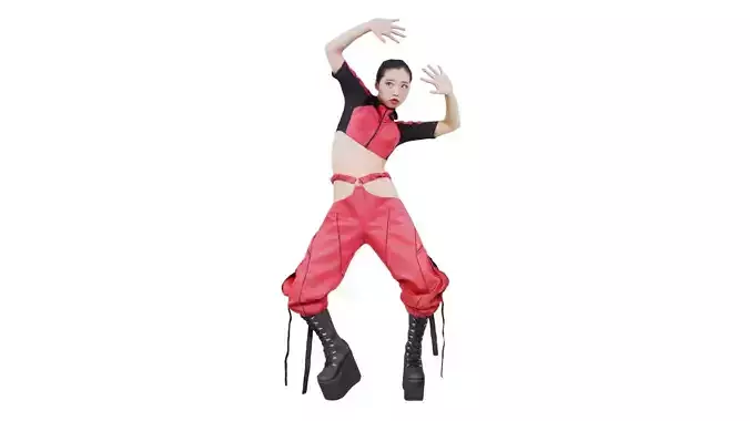 Asian Woman Wearing Motorbike Outfit 010 Low-poly 3D model