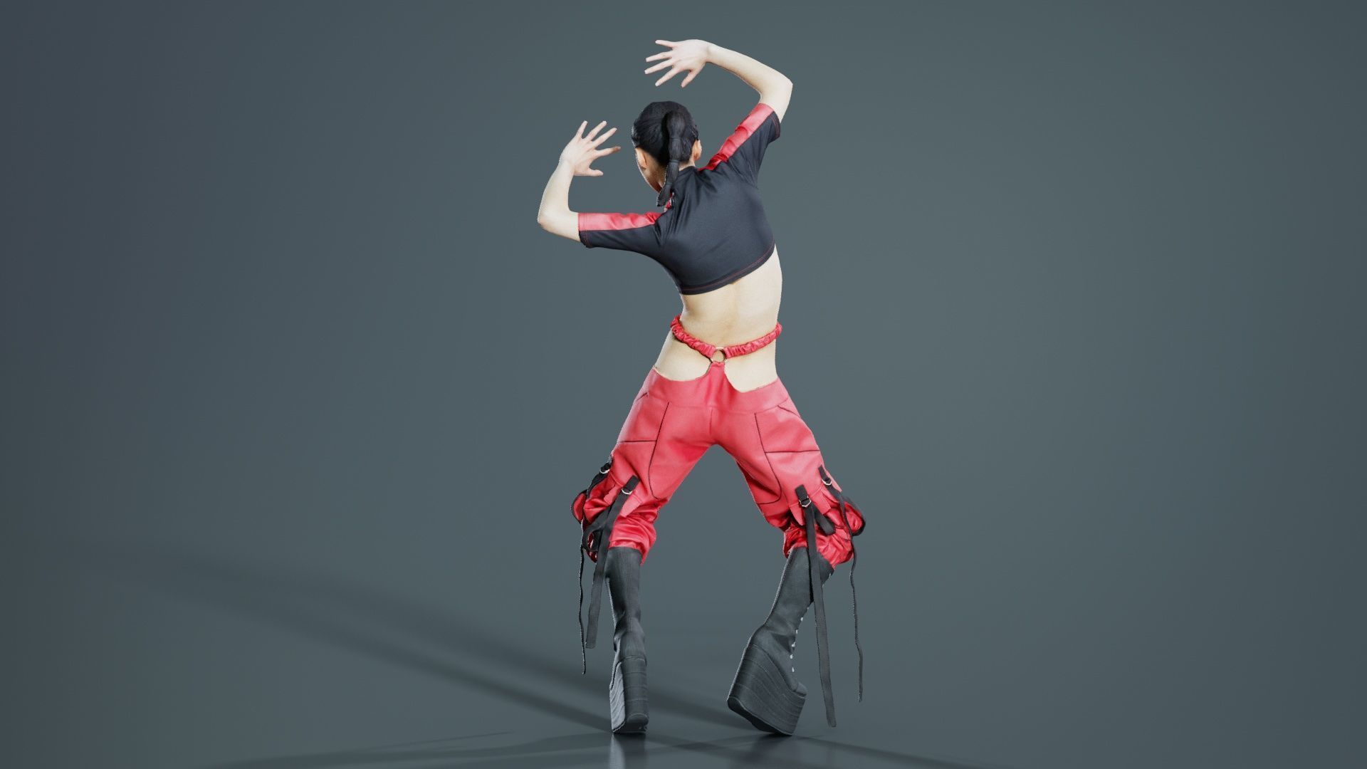 Asian Woman Wearing Motorbike Outfit 010 Low-poly 3D model_5