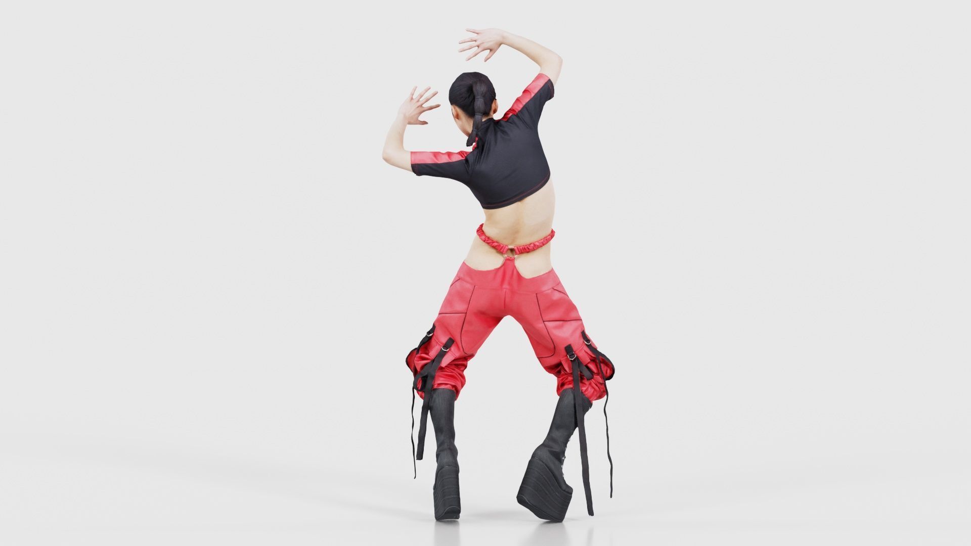 Asian Woman Wearing Motorbike Outfit 010 Low-poly 3D model_21